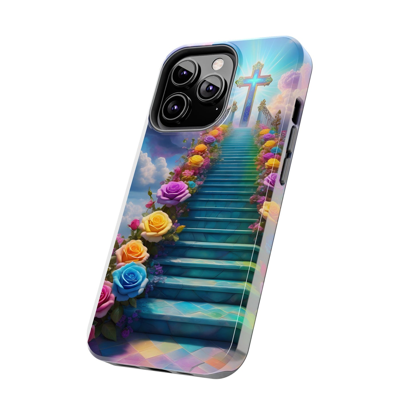 Heavenly Stairs Phone Case - Tough Protection with Cross Design
