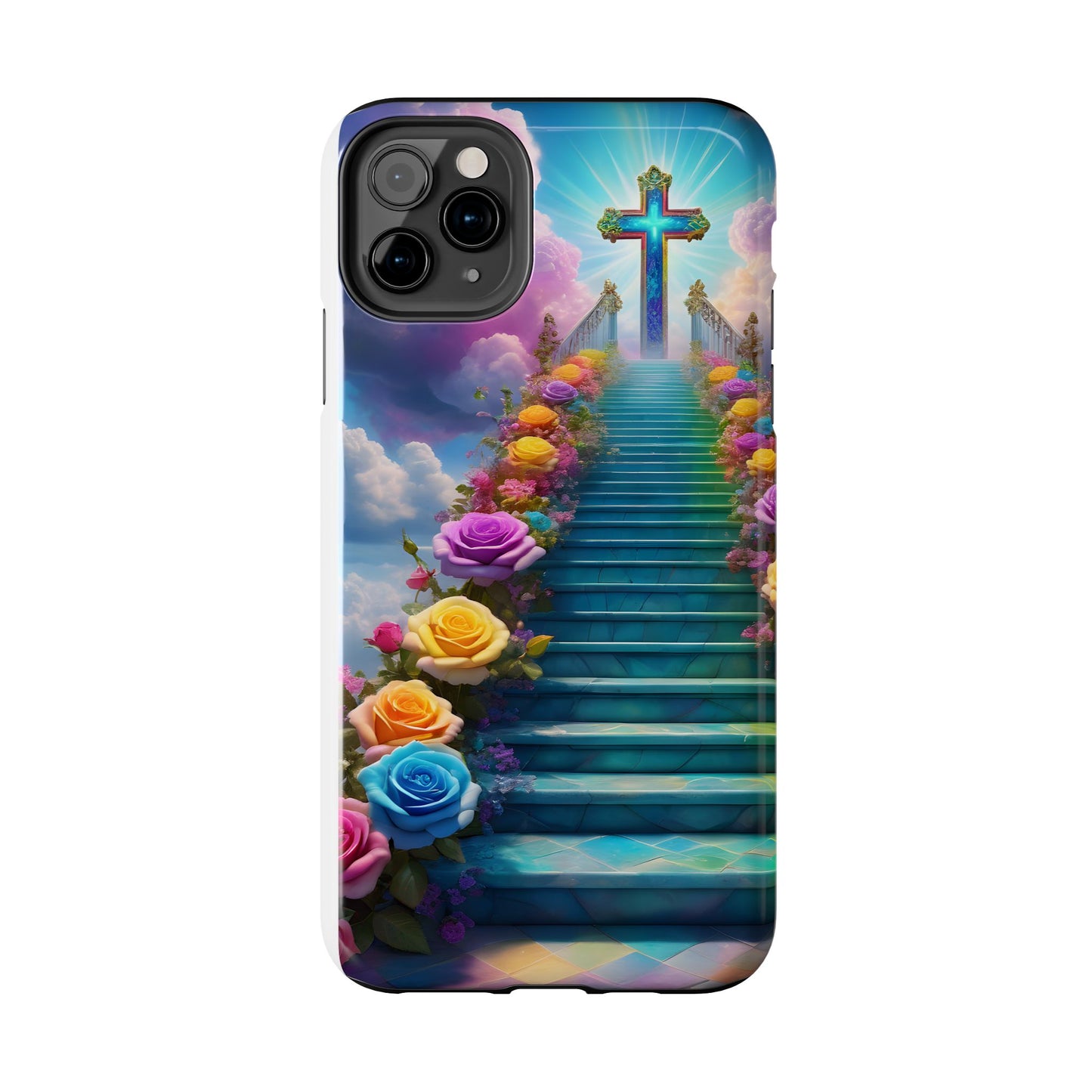 Heavenly Stairs Phone Case - Tough Protection with Cross Design