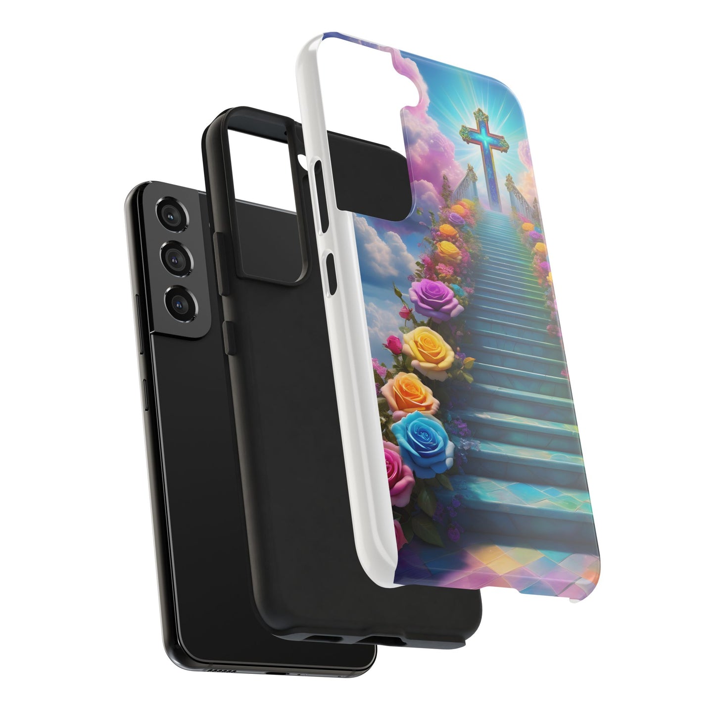 Heavenly Stairs Phone Case - Tough Protection with Cross Design