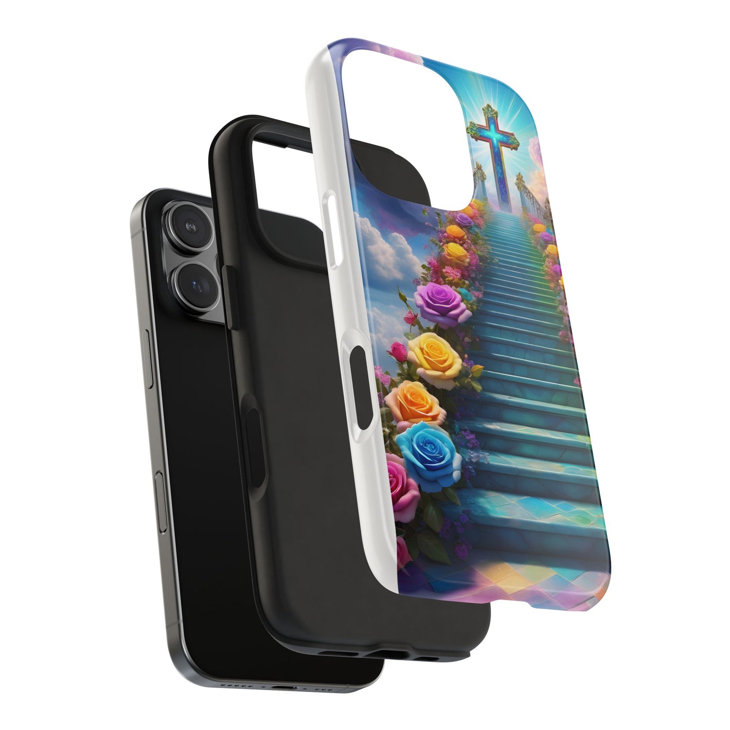 Heavenly Stairs Phone Case - Tough Protection with Cross Design