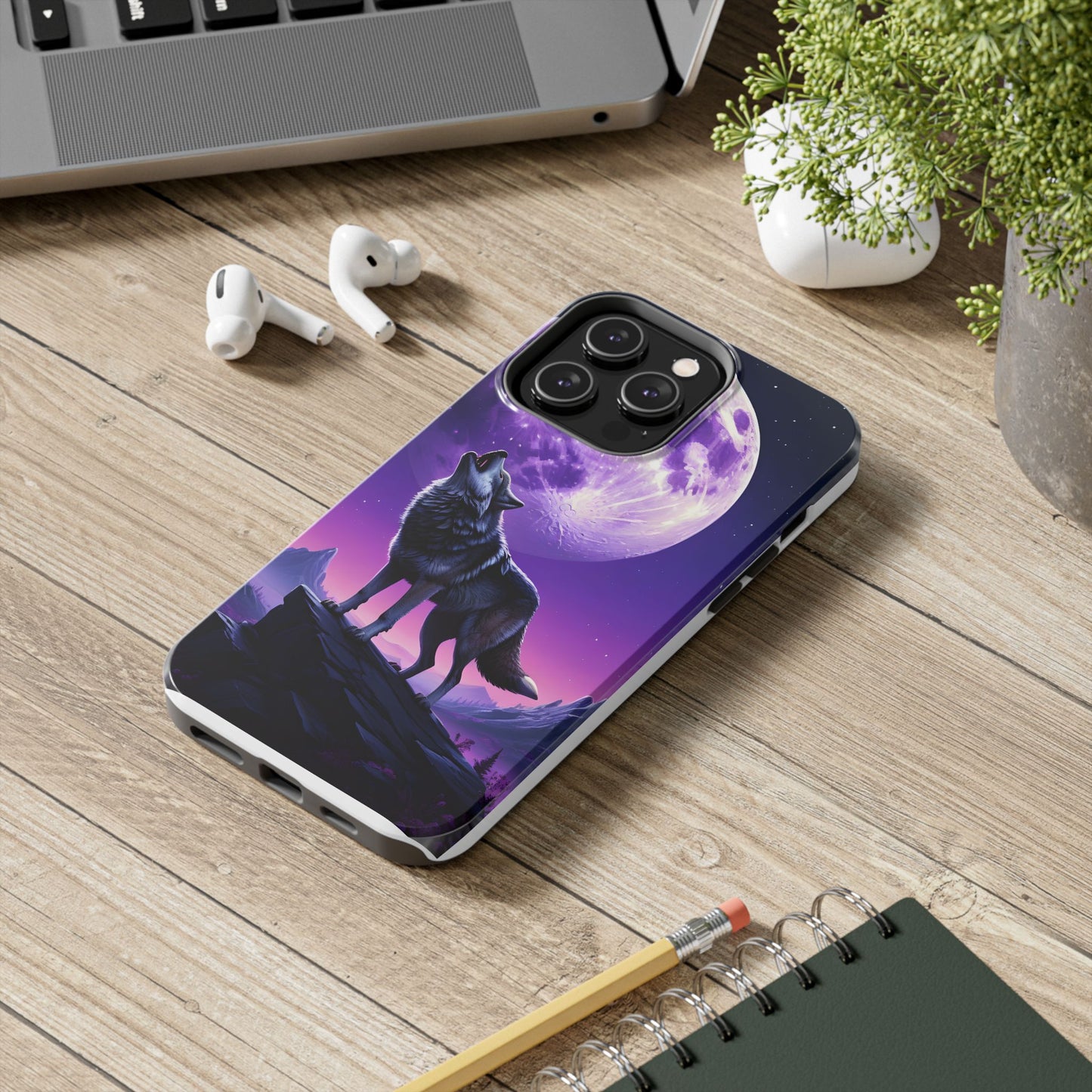 Howling Wolf Tough Phone Cases β Durable Protection with Mystical Moon Design