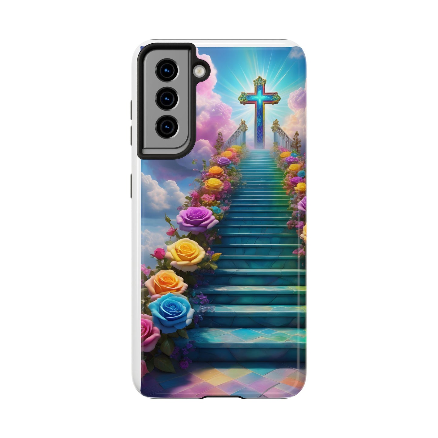 Heavenly Stairs Phone Case - Tough Protection with Cross Design