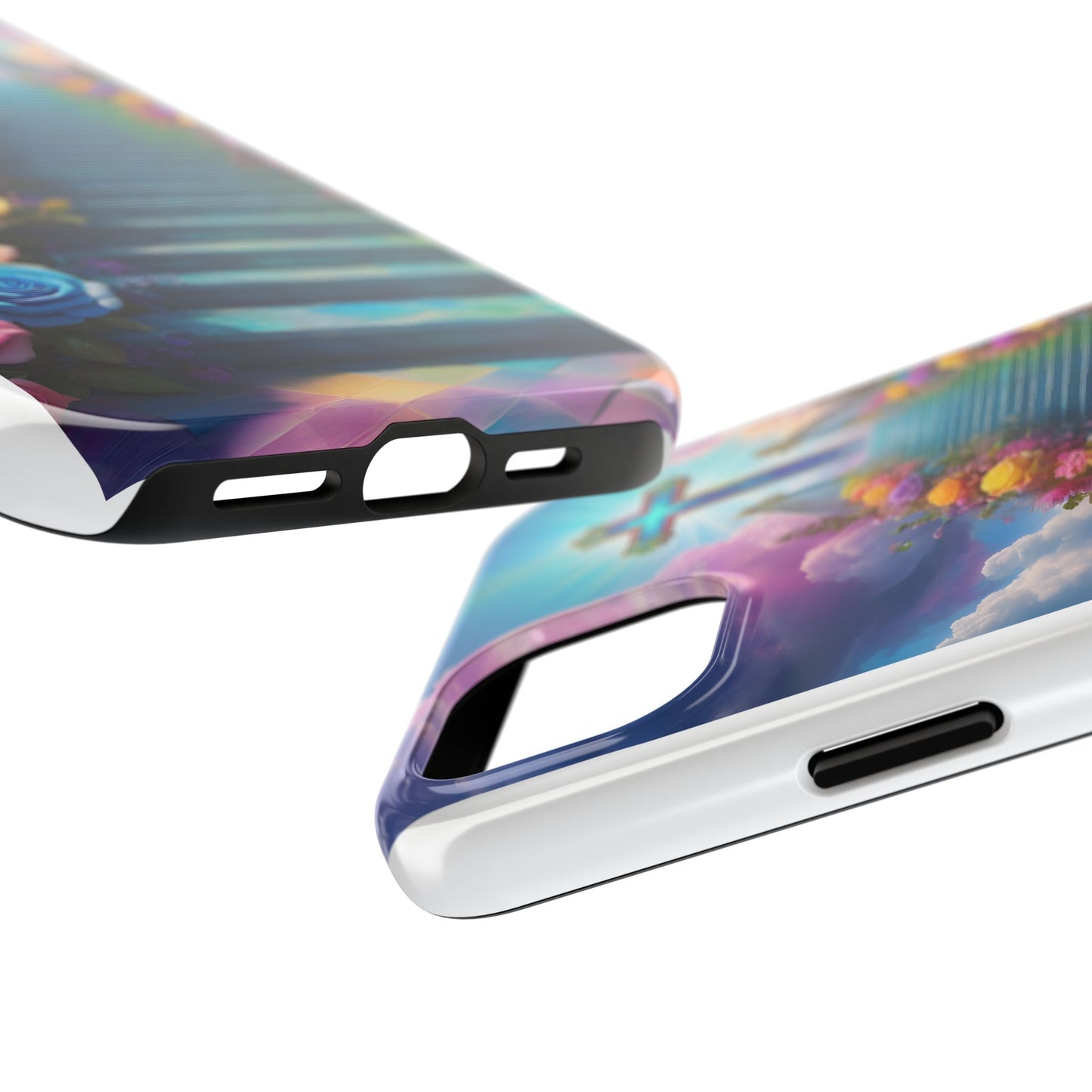 Heavenly Stairs Phone Case - Tough Protection with Cross Design