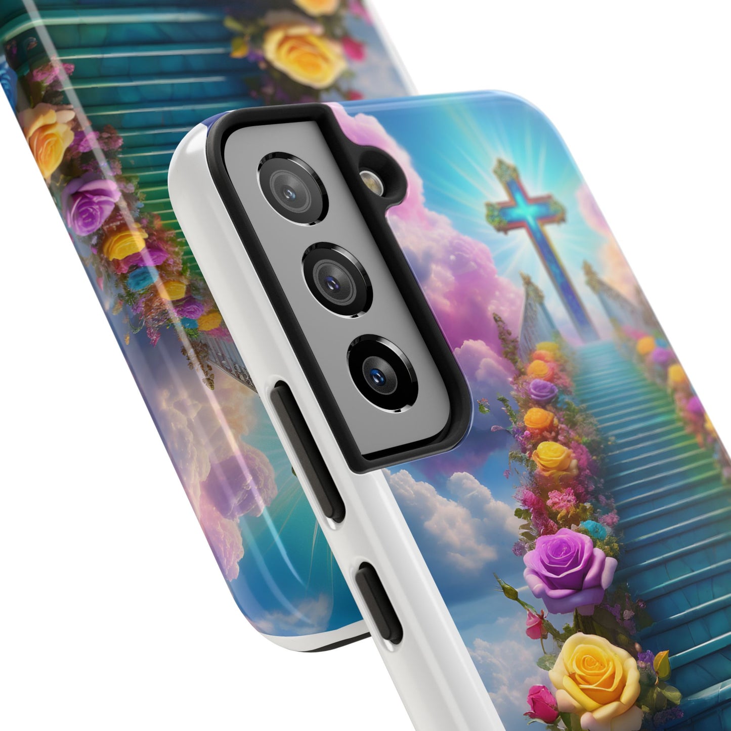 Heavenly Stairs Phone Case - Tough Protection with Cross Design