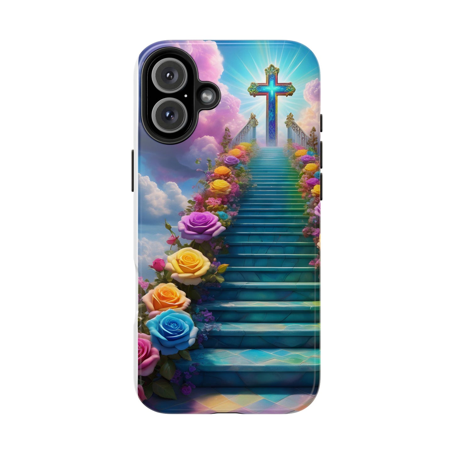 Heavenly Stairs Phone Case - Tough Protection with Cross Design