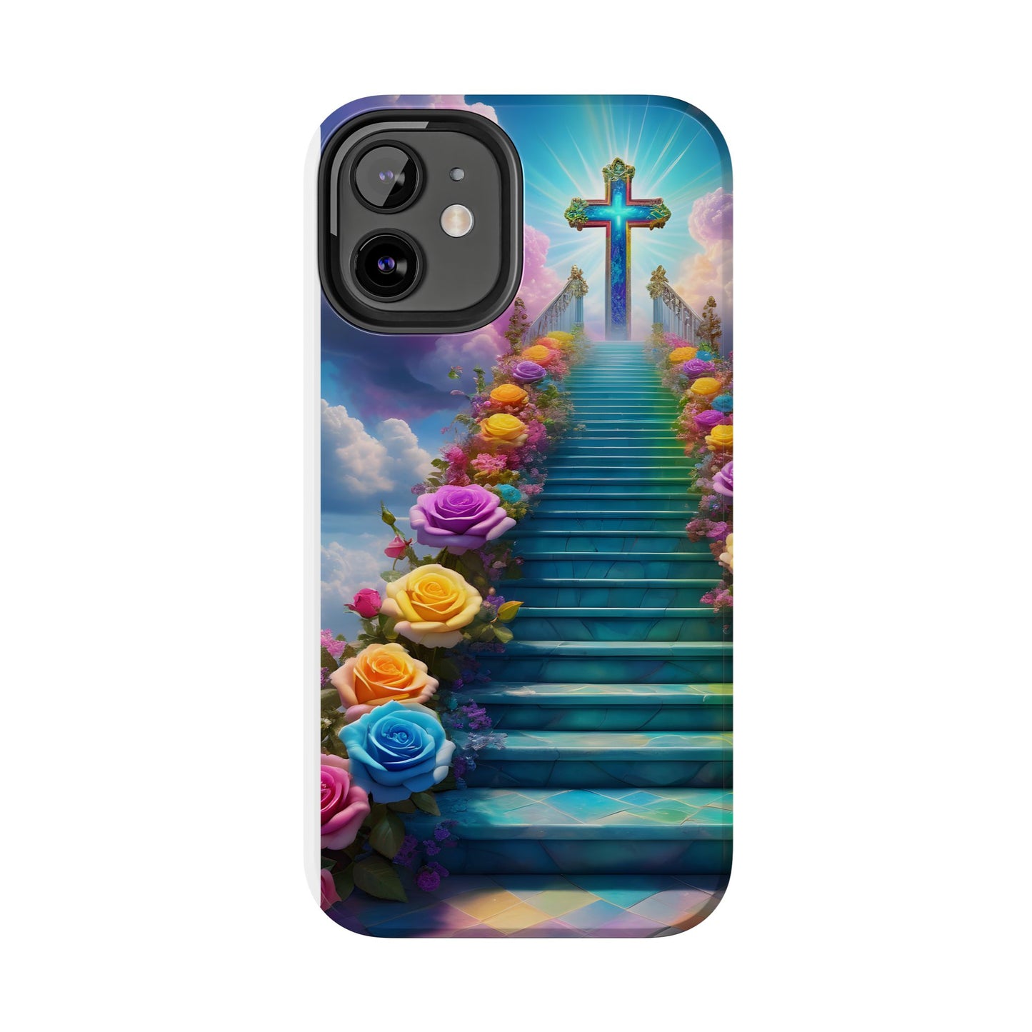 Heavenly Stairs Phone Case - Tough Protection with Cross Design