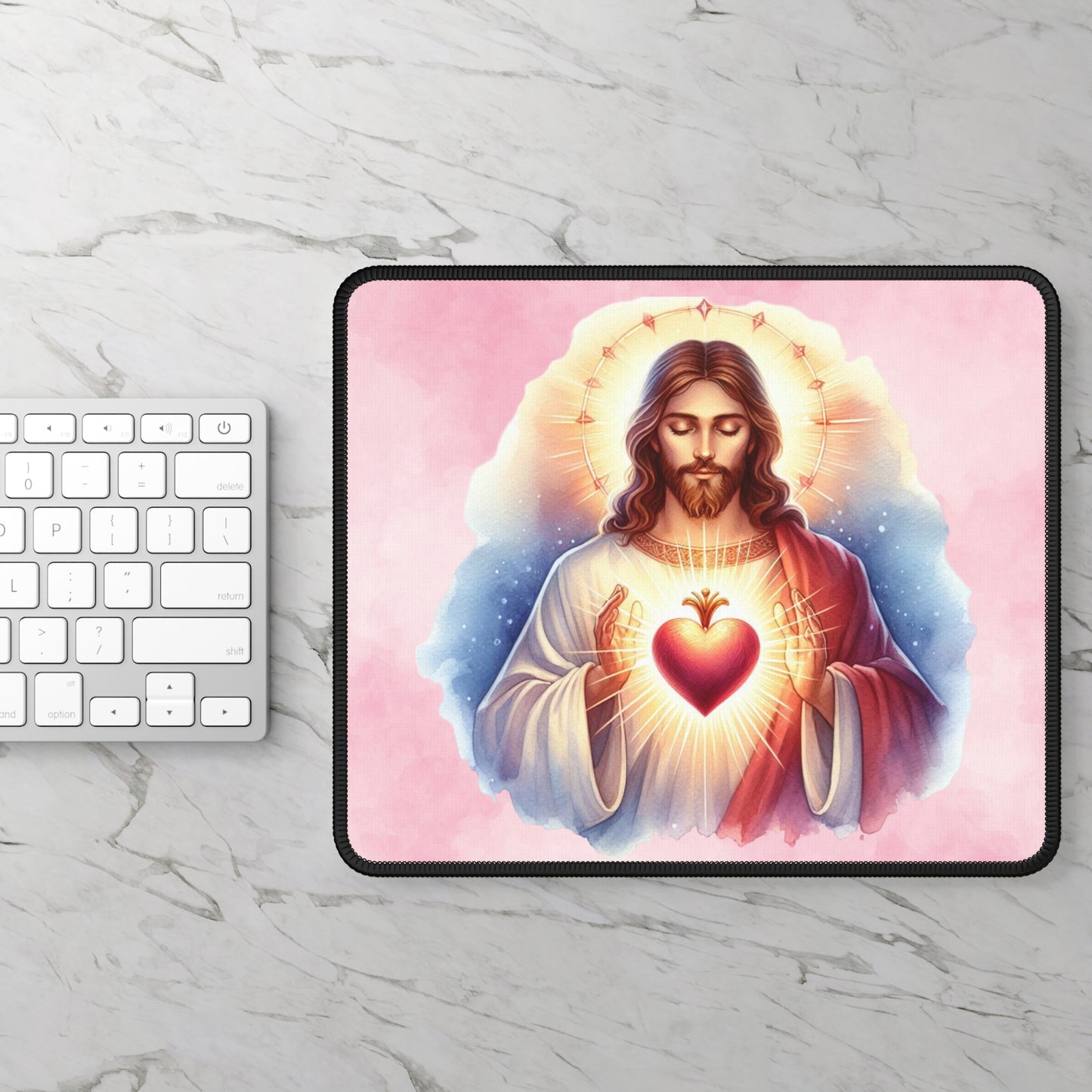 Sacred Heart Radiance Mouse Pad – Let His Infinite Love Light Your Path Every Day