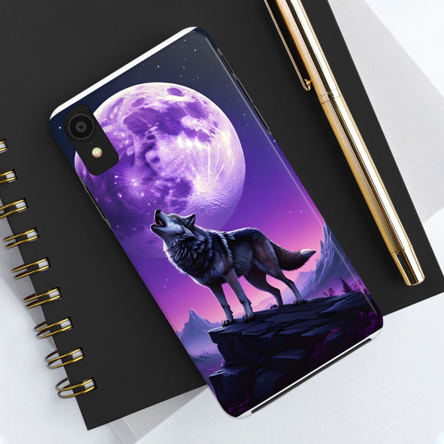 Howling Wolf Tough Phone Cases β Durable Protection with Mystical Moon Design