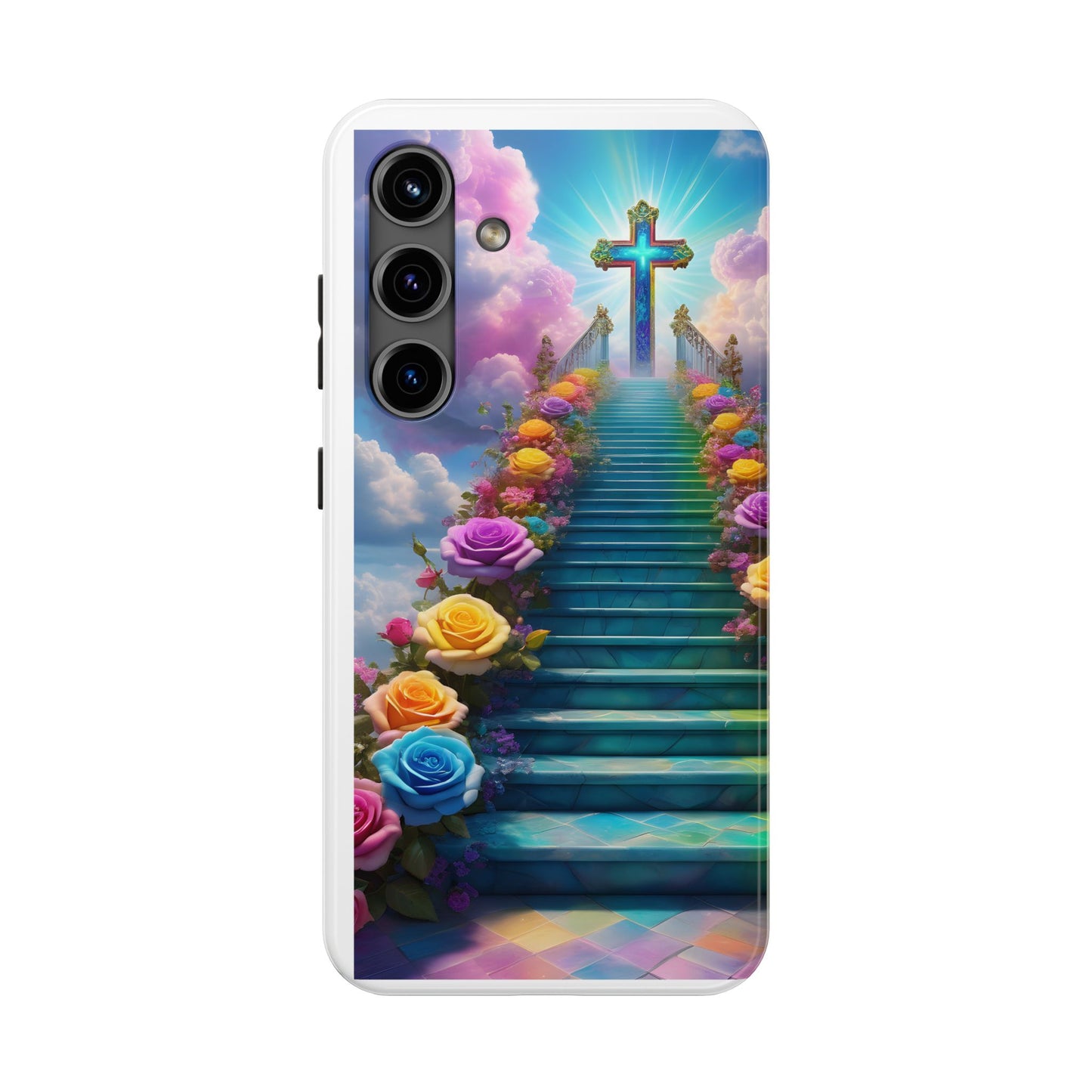 Heavenly Stairs Phone Case - Tough Protection with Cross Design