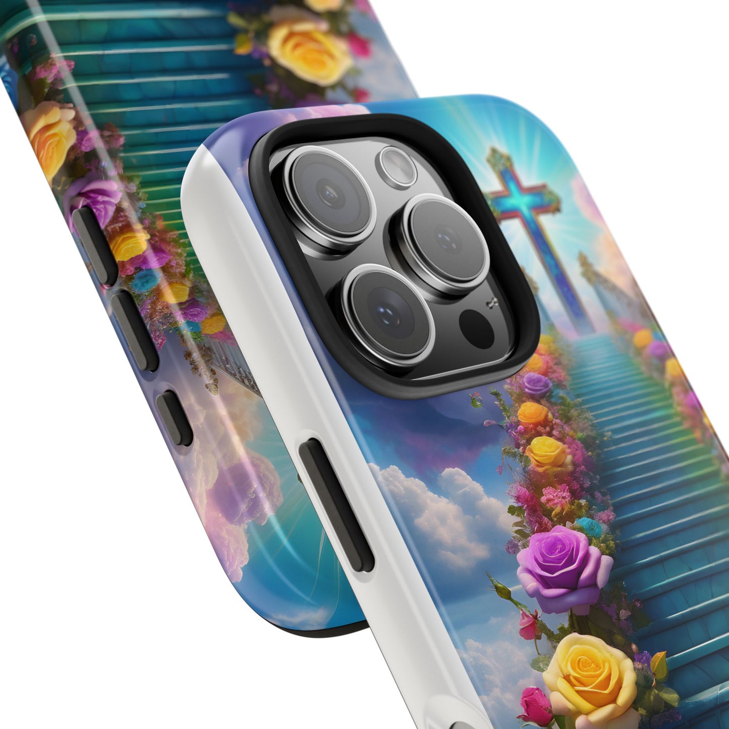 Heavenly Stairs Phone Case - Tough Protection with Cross Design