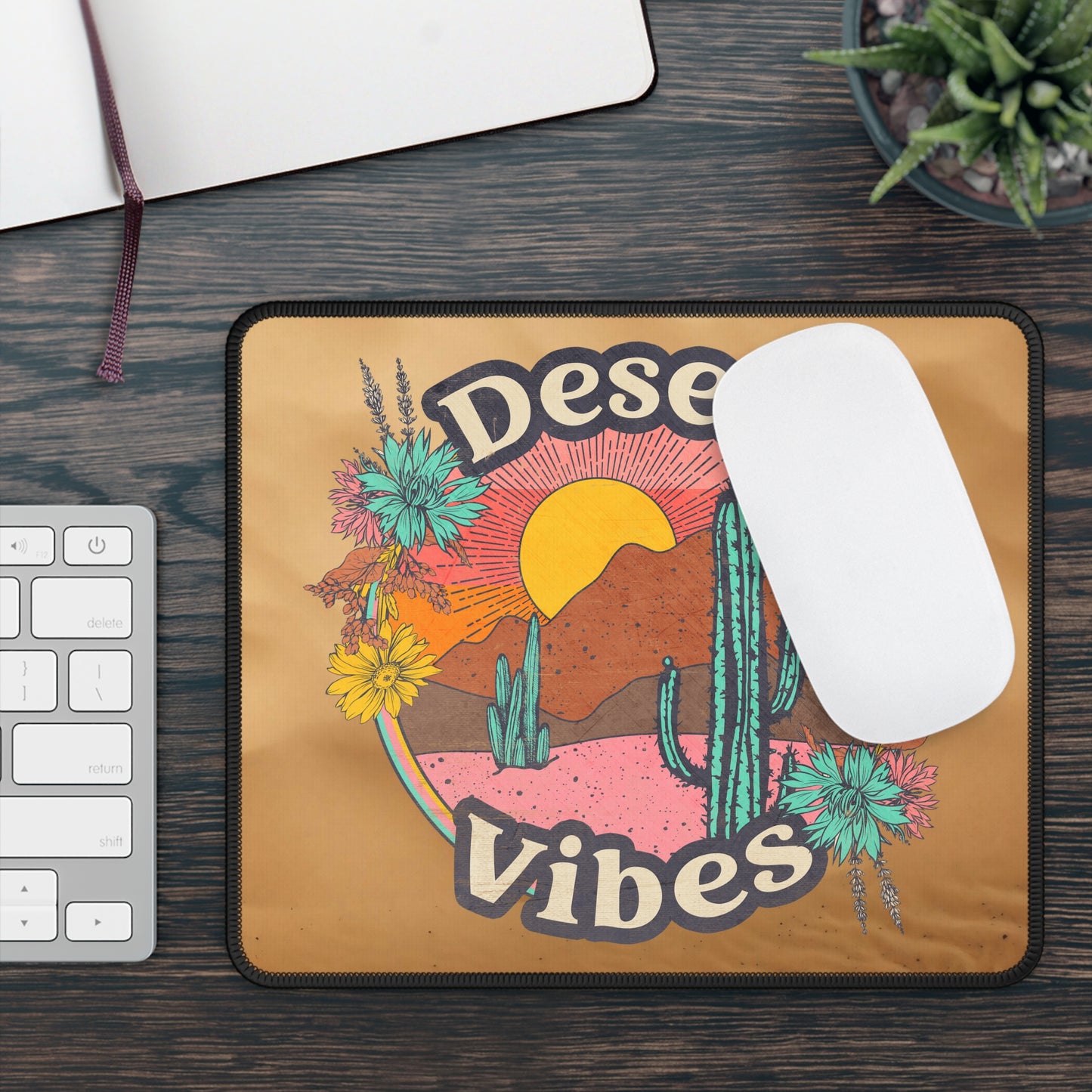 Desert Vibes Mouse Pad – Sunsets, Cacti & Creative Heat