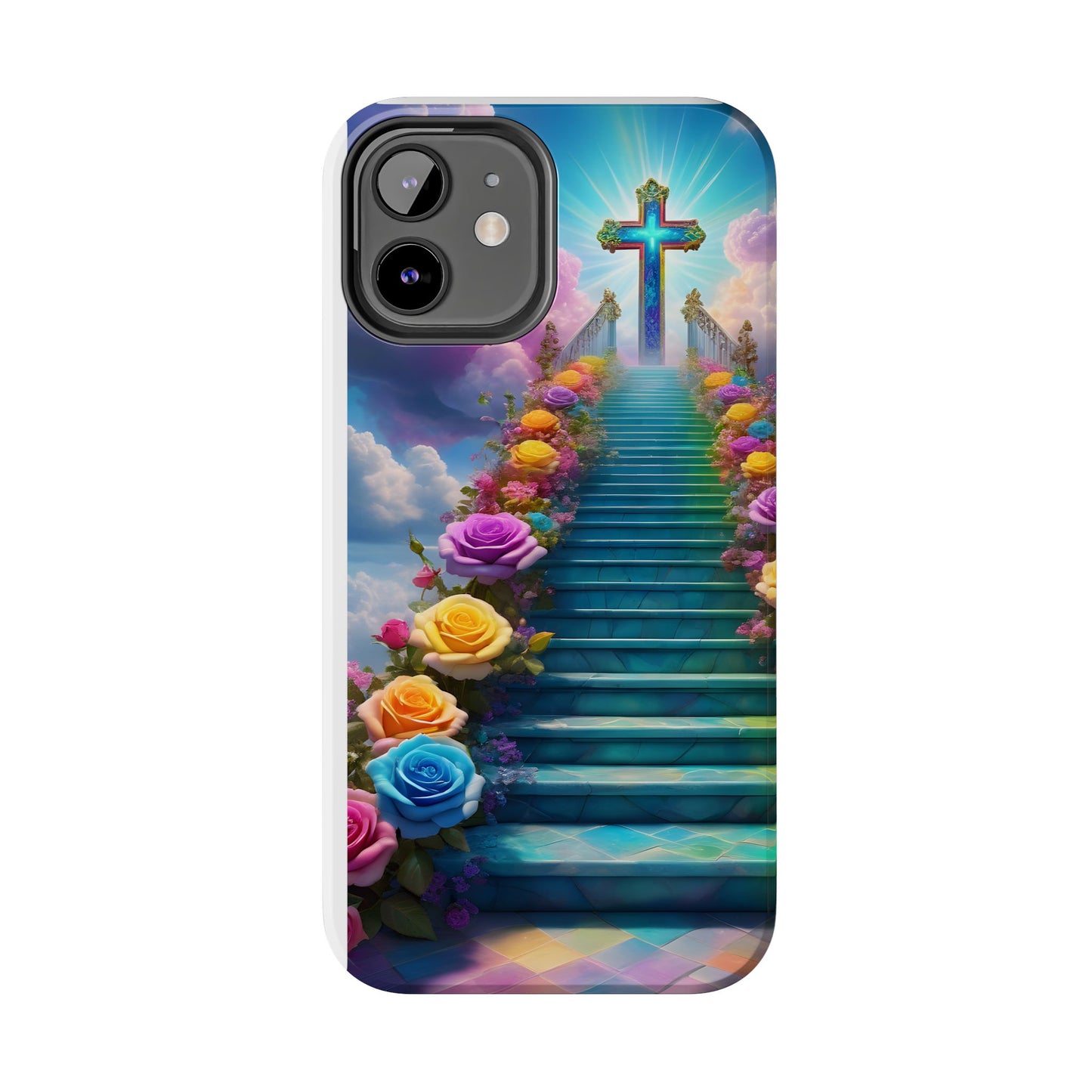 Heavenly Stairs Phone Case - Tough Protection with Cross Design