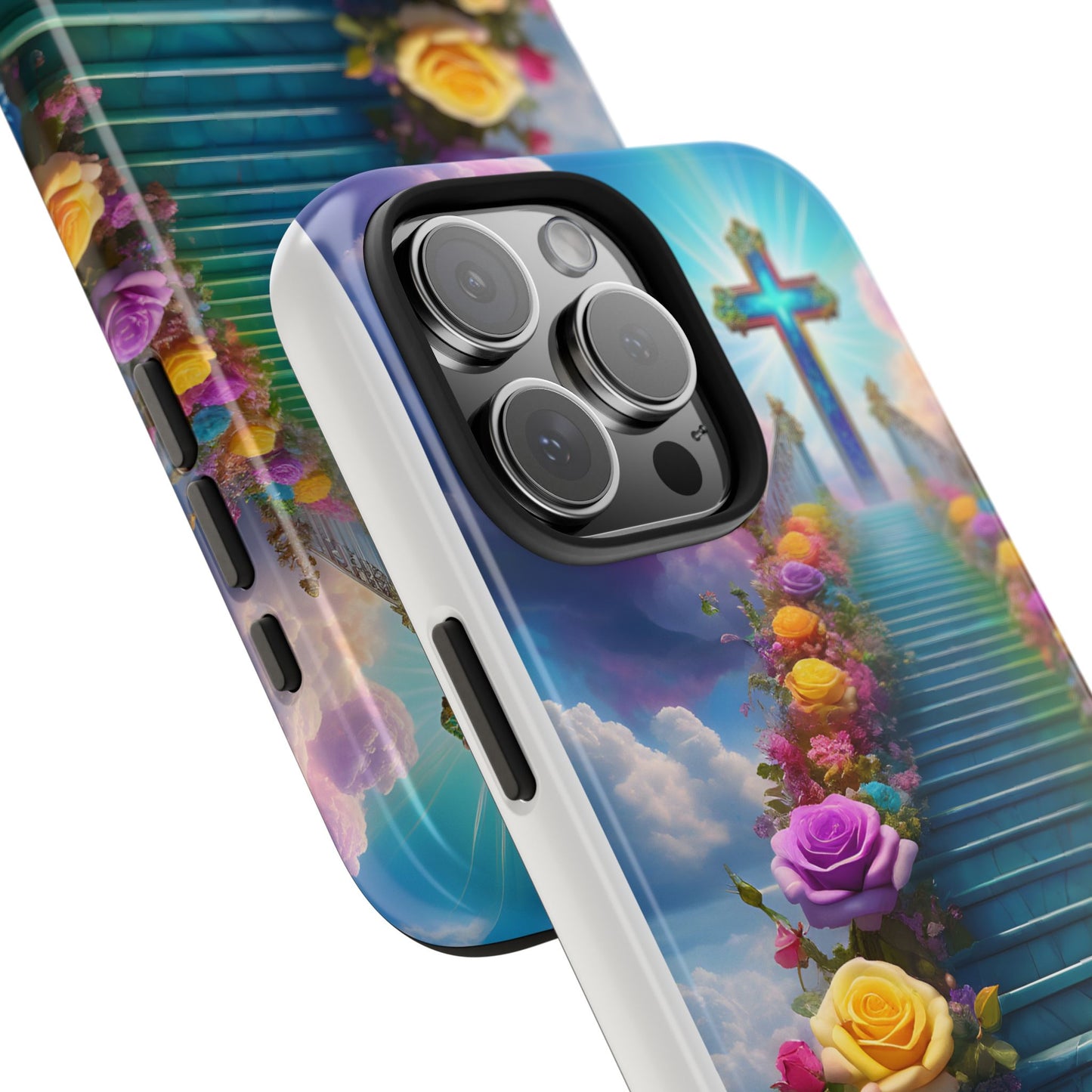 Heavenly Stairs Phone Case - Tough Protection with Cross Design