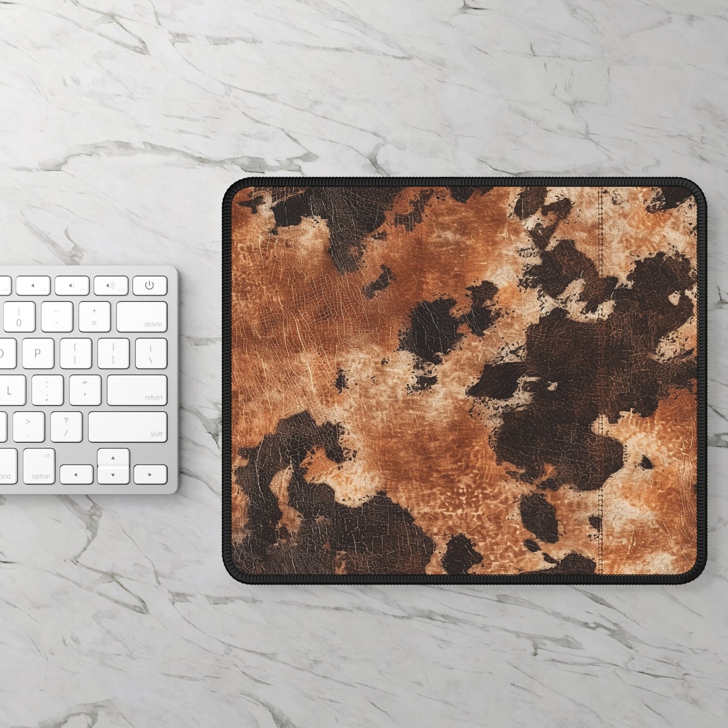 Cowhide Vibes Mouse Pad – Rugged Charm for the Rootinest Tootinest Desktops