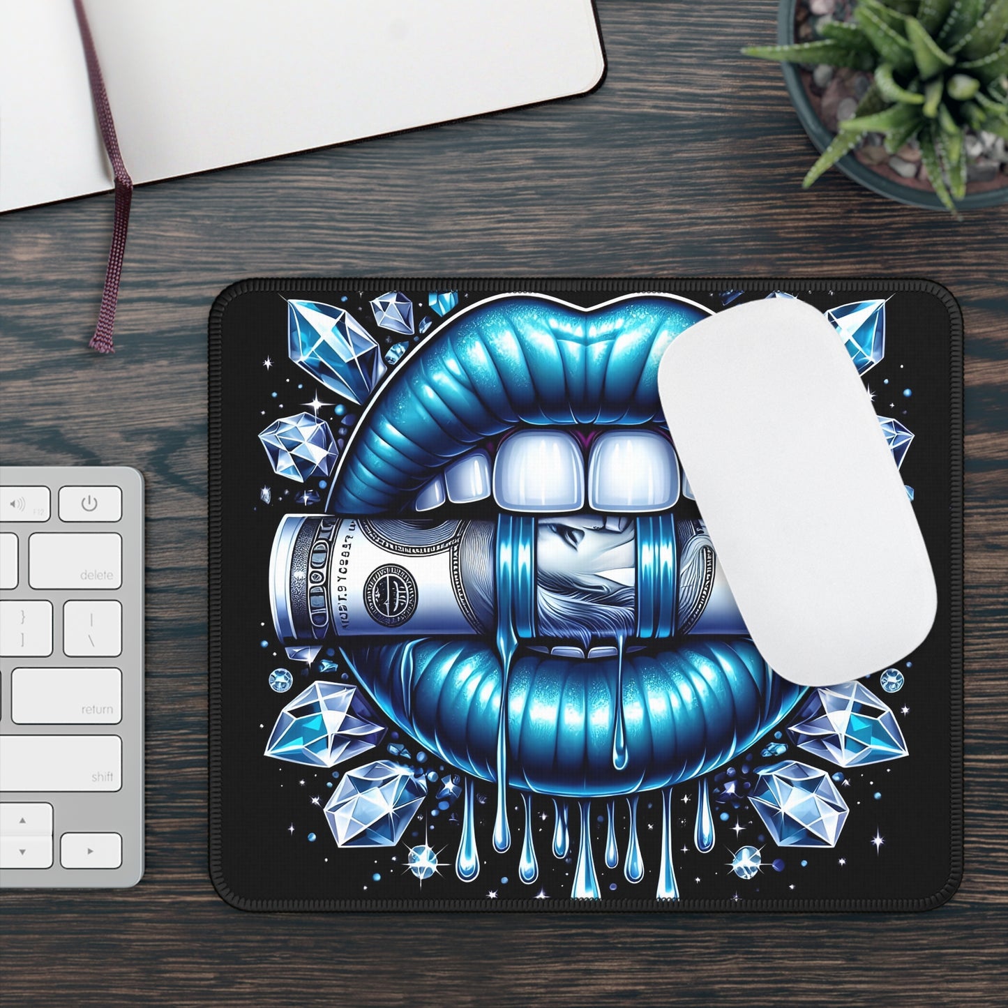 Money Lips & Diamond Drip Mouse Pad – Click Like a Billionaire