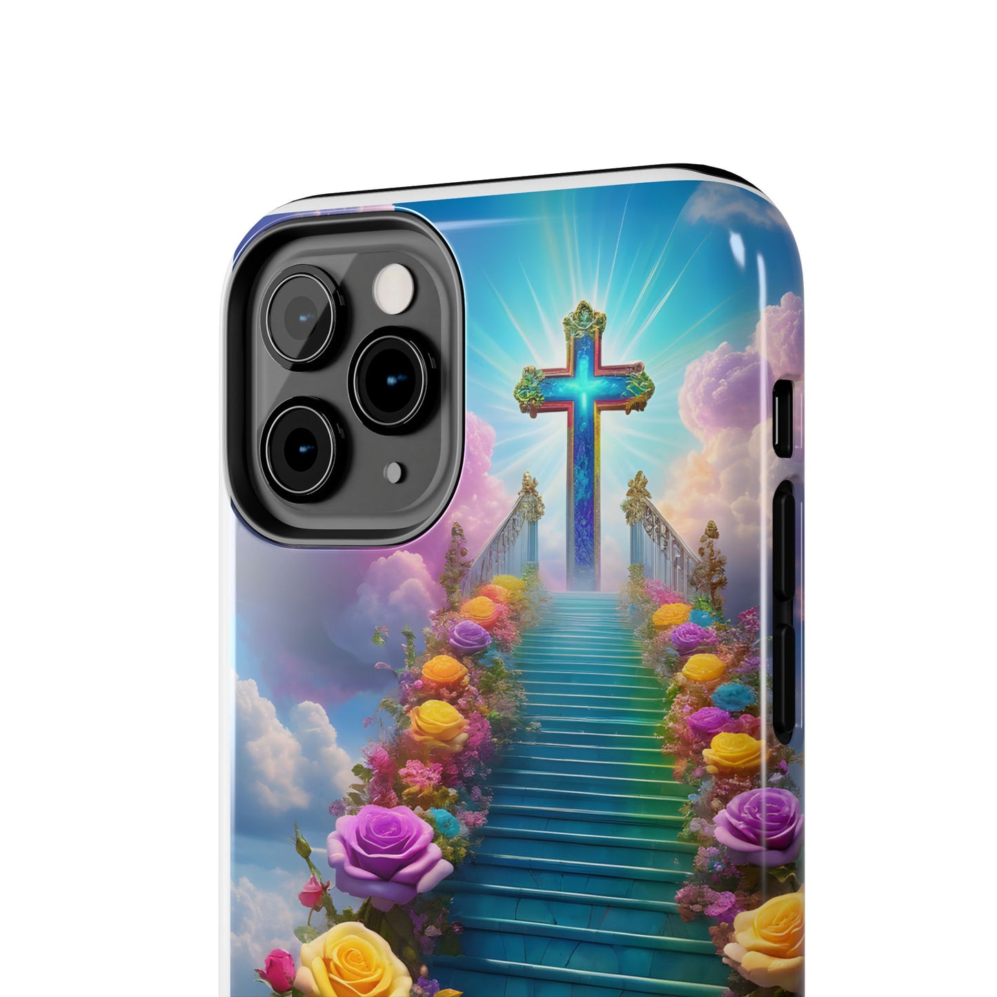 Heavenly Stairs Phone Case - Tough Protection with Cross Design