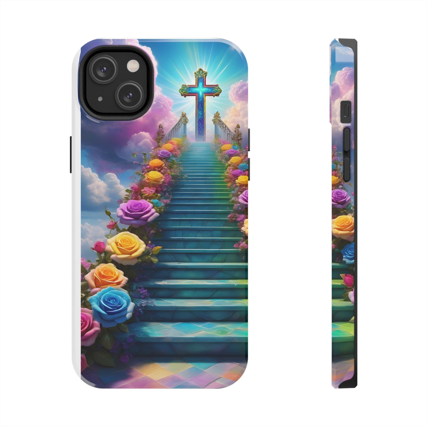Heavenly Stairs Phone Case - Tough Protection with Cross Design