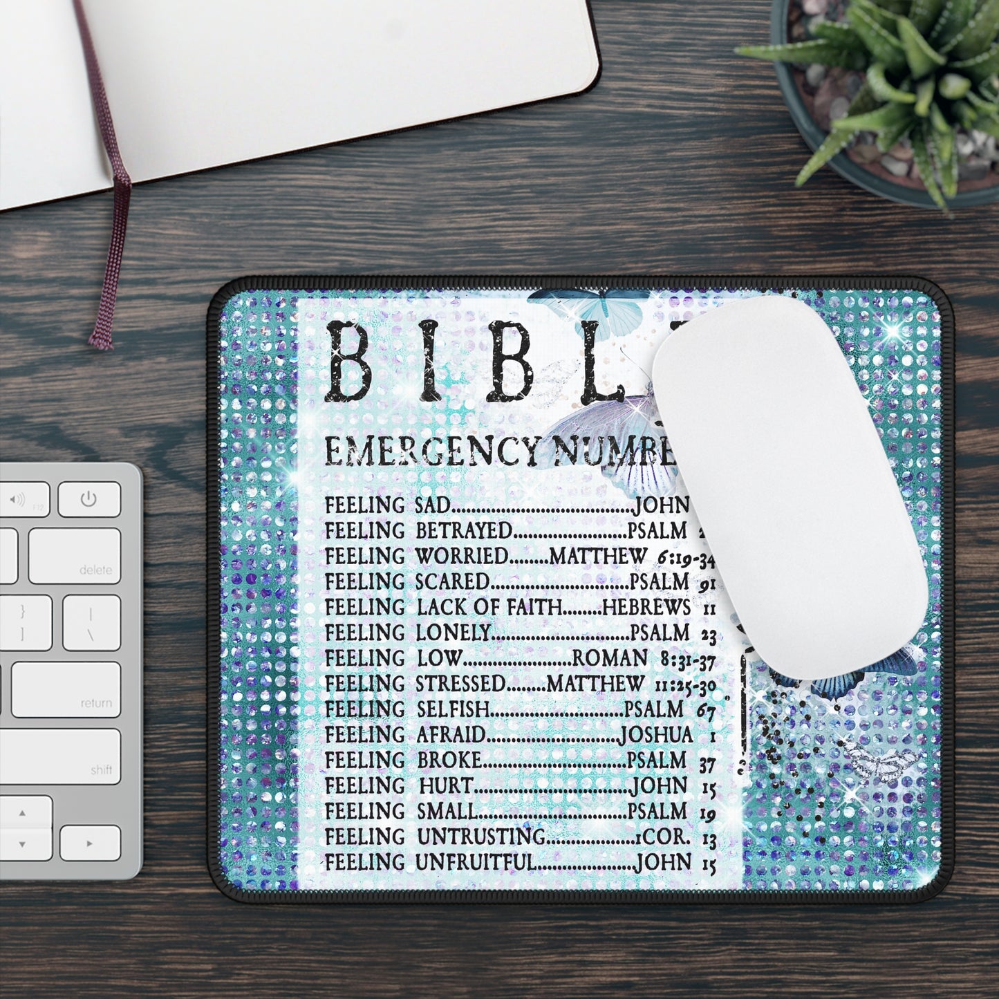 Butterfly Faith Sparkle Mouse Pad – Your Daily Scripture Lifeline with a Touch of Shine 🦋✨