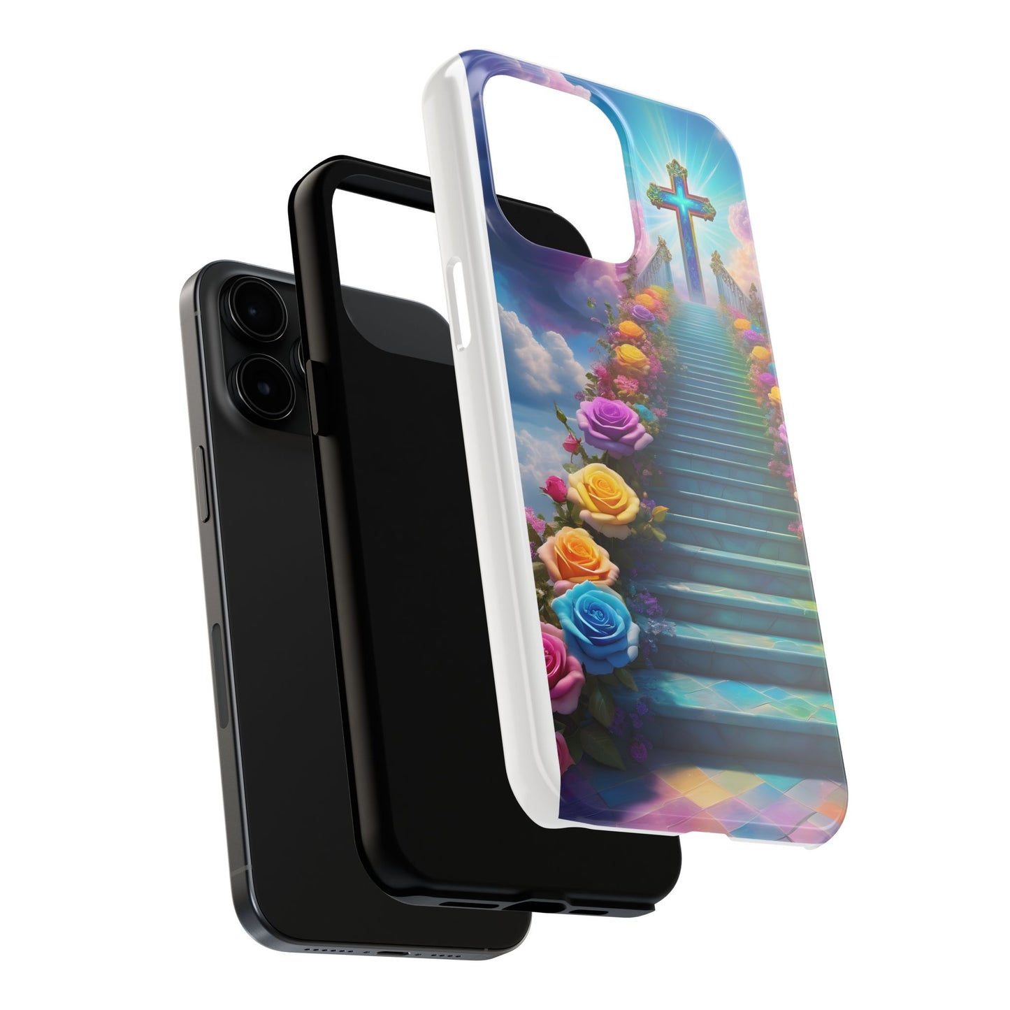 Heavenly Stairs Phone Case - Tough Protection with Cross Design