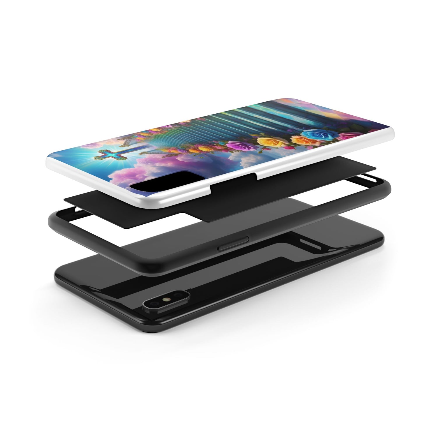 Heavenly Stairs Phone Case - Tough Protection with Cross Design