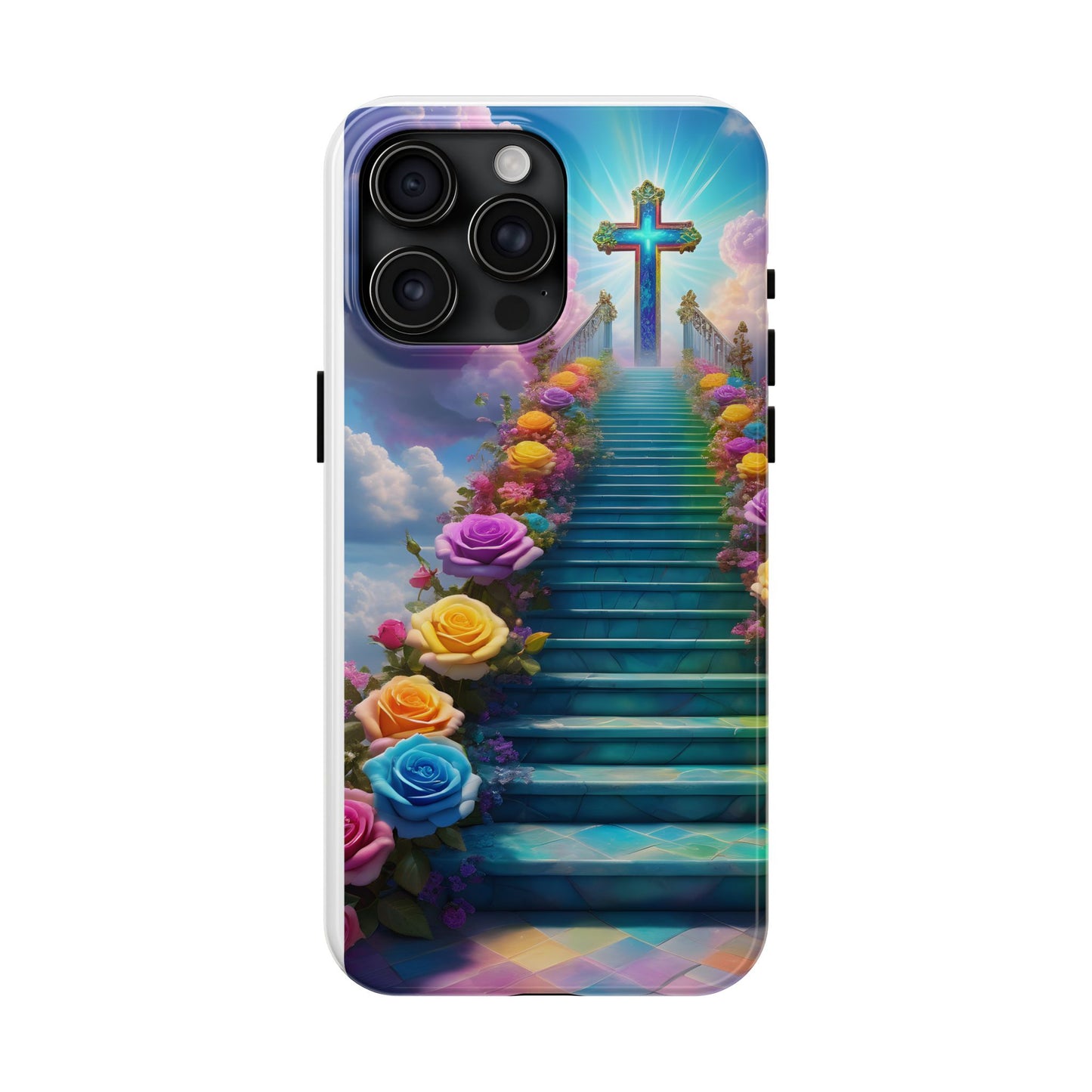 Heavenly Stairs Phone Case - Tough Protection with Cross Design