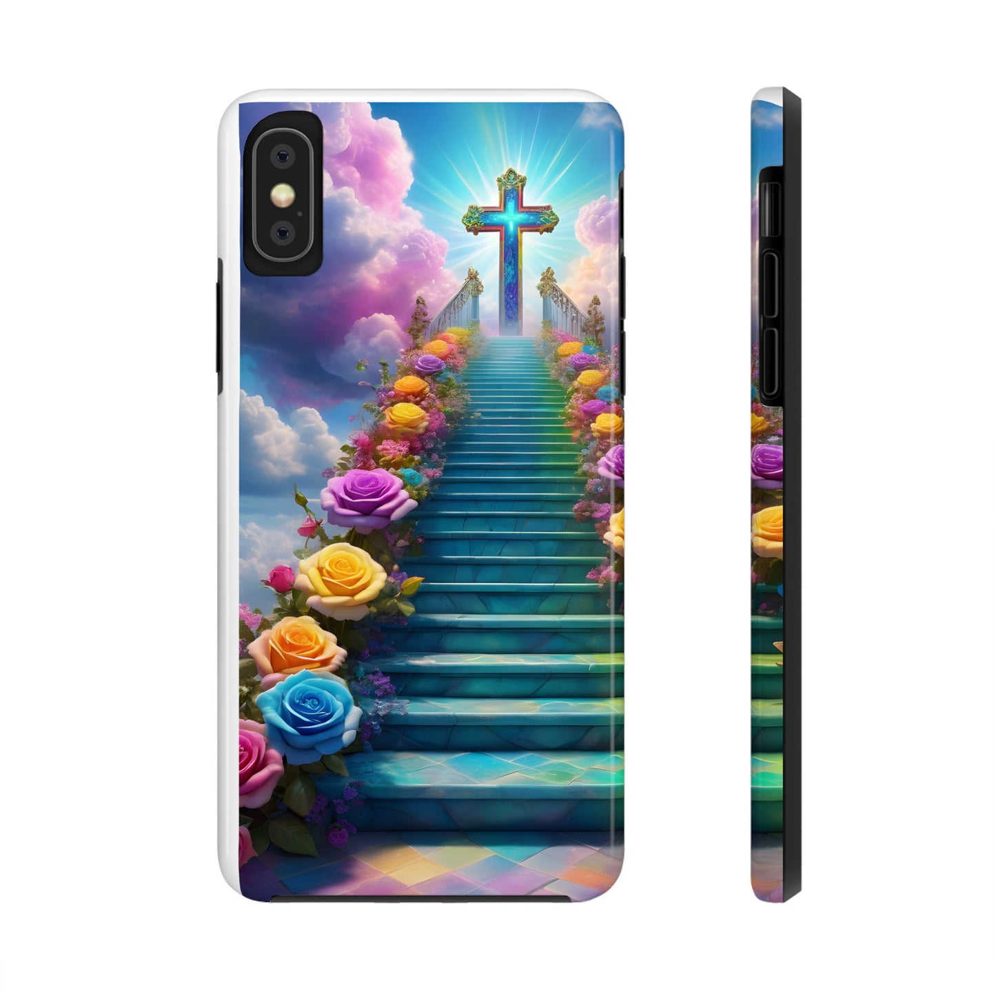Heavenly Stairs Phone Case - Tough Protection with Cross Design