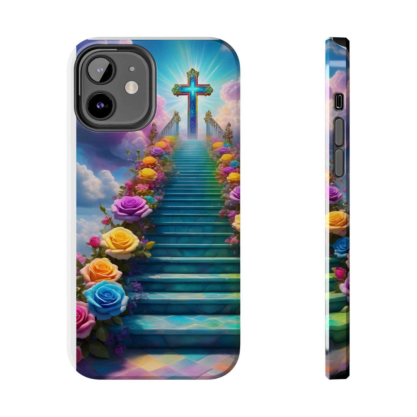 Heavenly Stairs Phone Case - Tough Protection with Cross Design