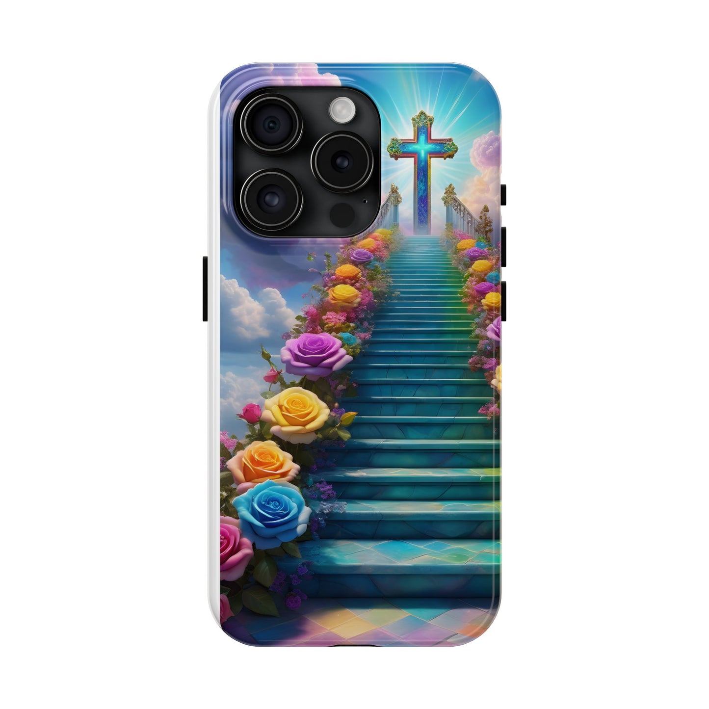 Heavenly Stairs Phone Case - Tough Protection with Cross Design