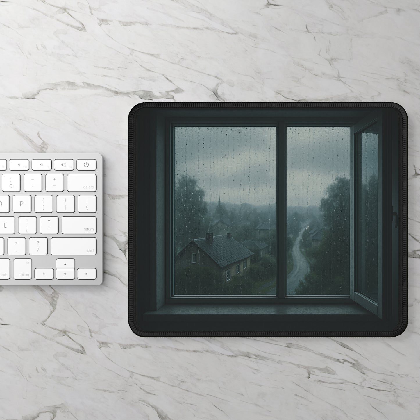 Rainy Village Mouse Pad – A Window into Stillness & Story