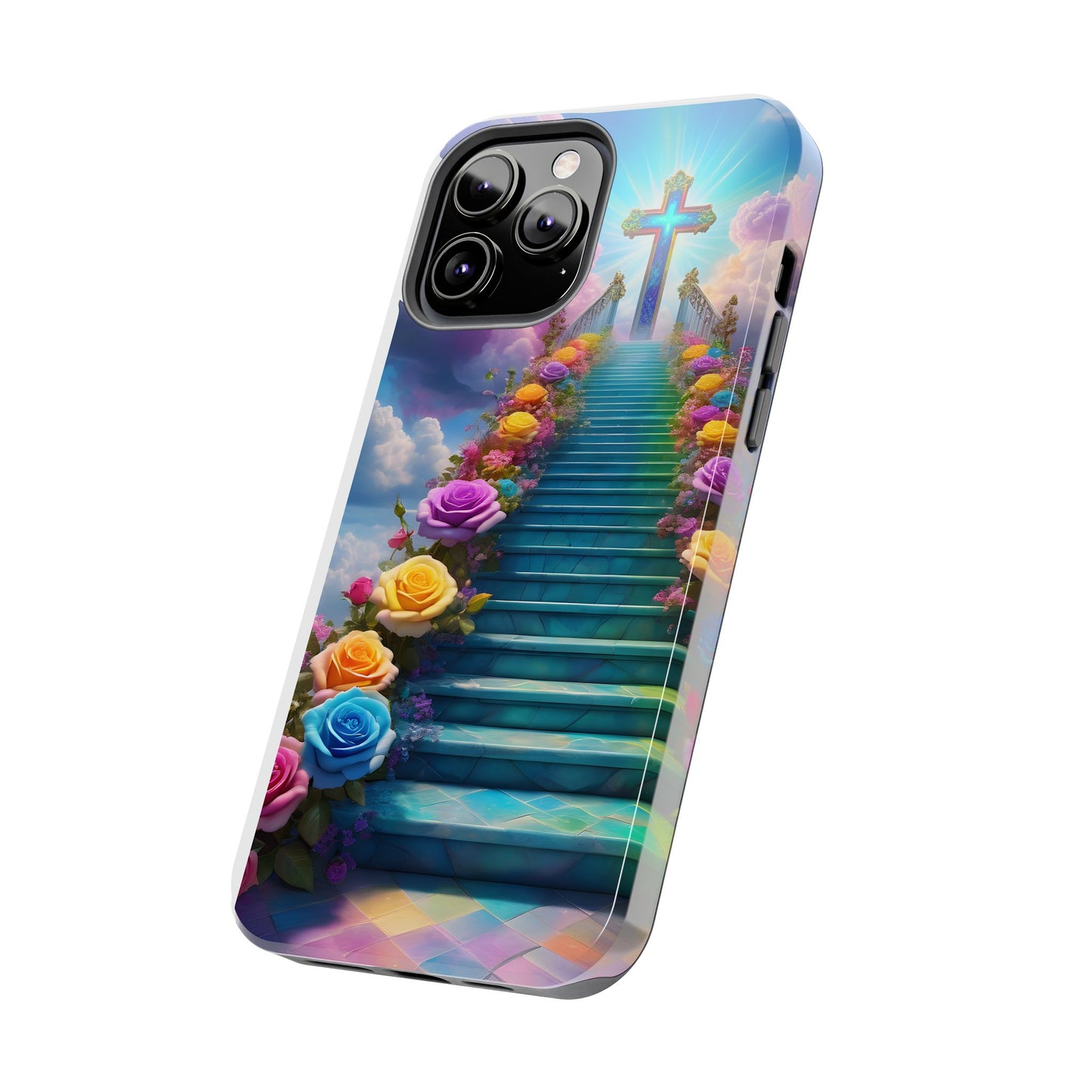 Heavenly Stairs Phone Case - Tough Protection with Cross Design