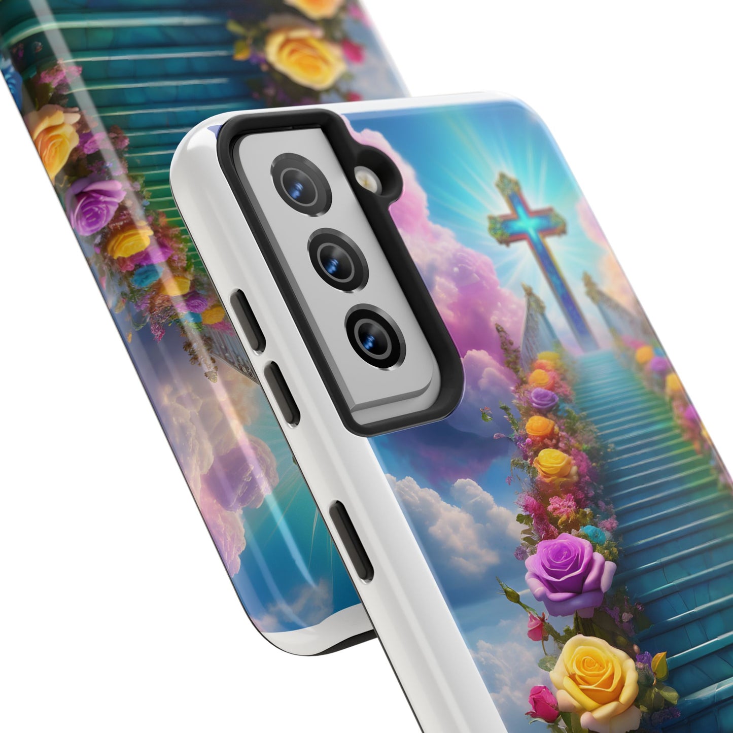 Heavenly Stairs Phone Case - Tough Protection with Cross Design