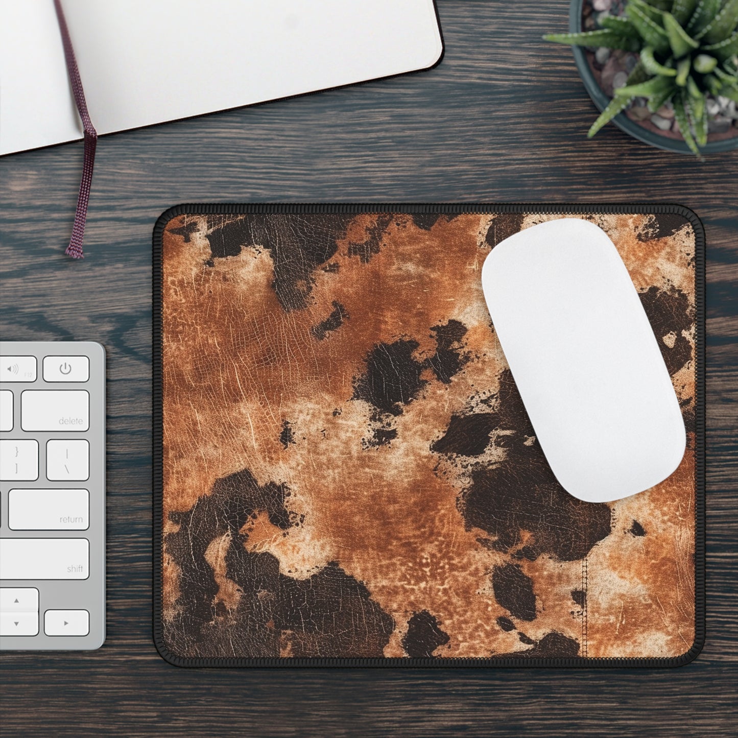 Cowhide Vibes Mouse Pad – Rugged Charm for the Rootinest Tootinest Desktops