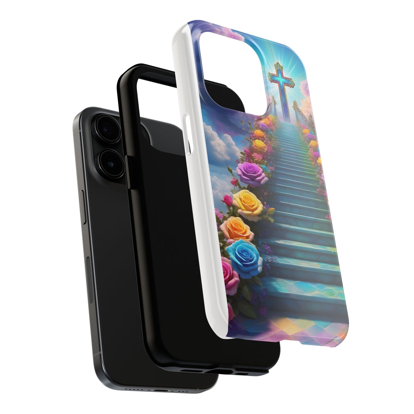 Heavenly Stairs Phone Case - Tough Protection with Cross Design