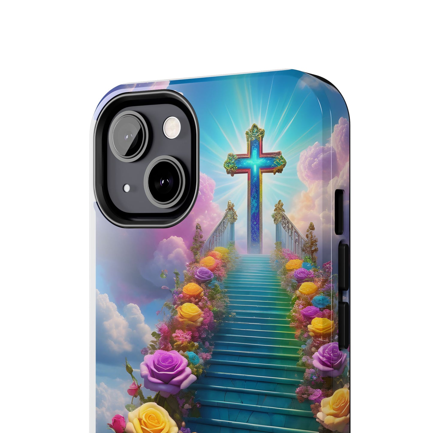 Heavenly Stairs Phone Case - Tough Protection with Cross Design