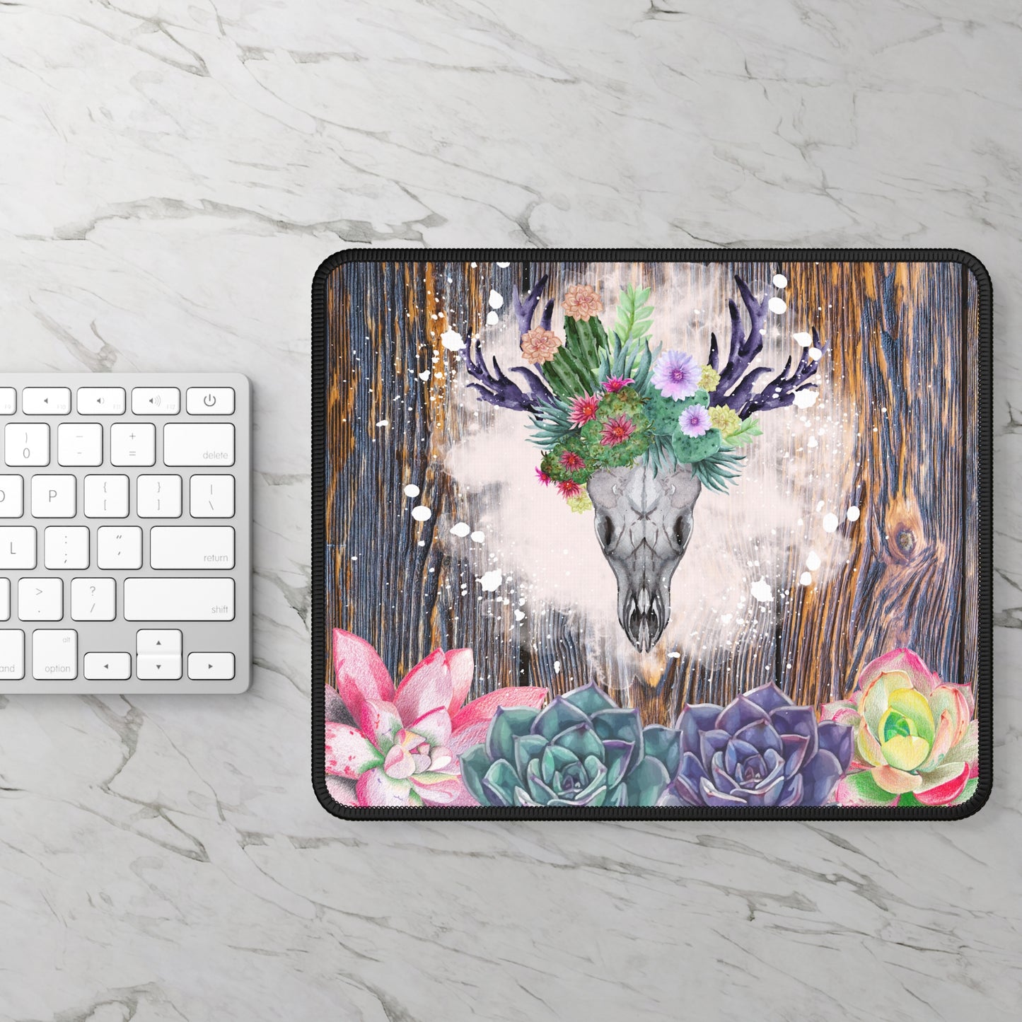 Unleash Your Wild Side with the Rustic Skull Floral Mouse Pad!
