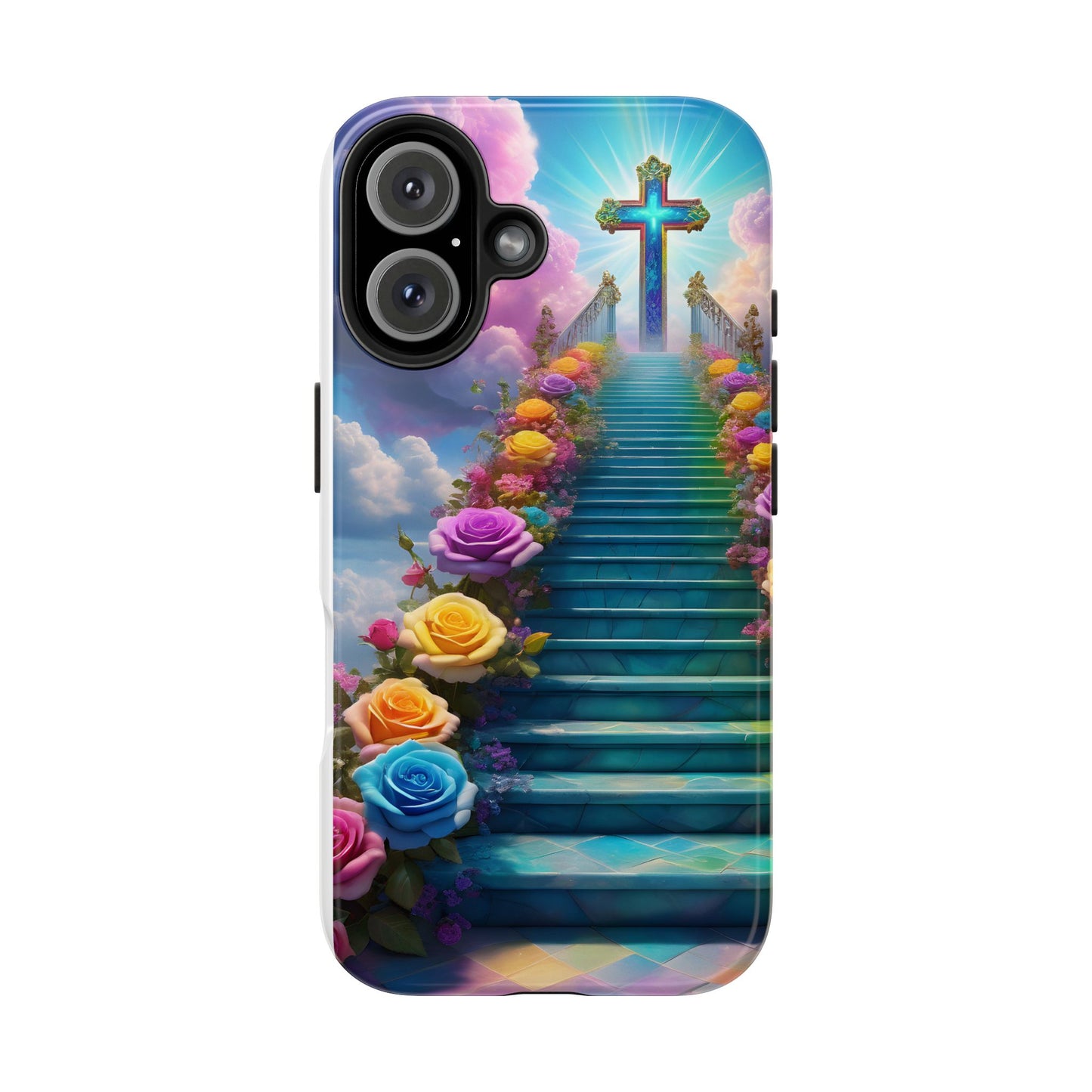 Heavenly Stairs Phone Case - Tough Protection with Cross Design