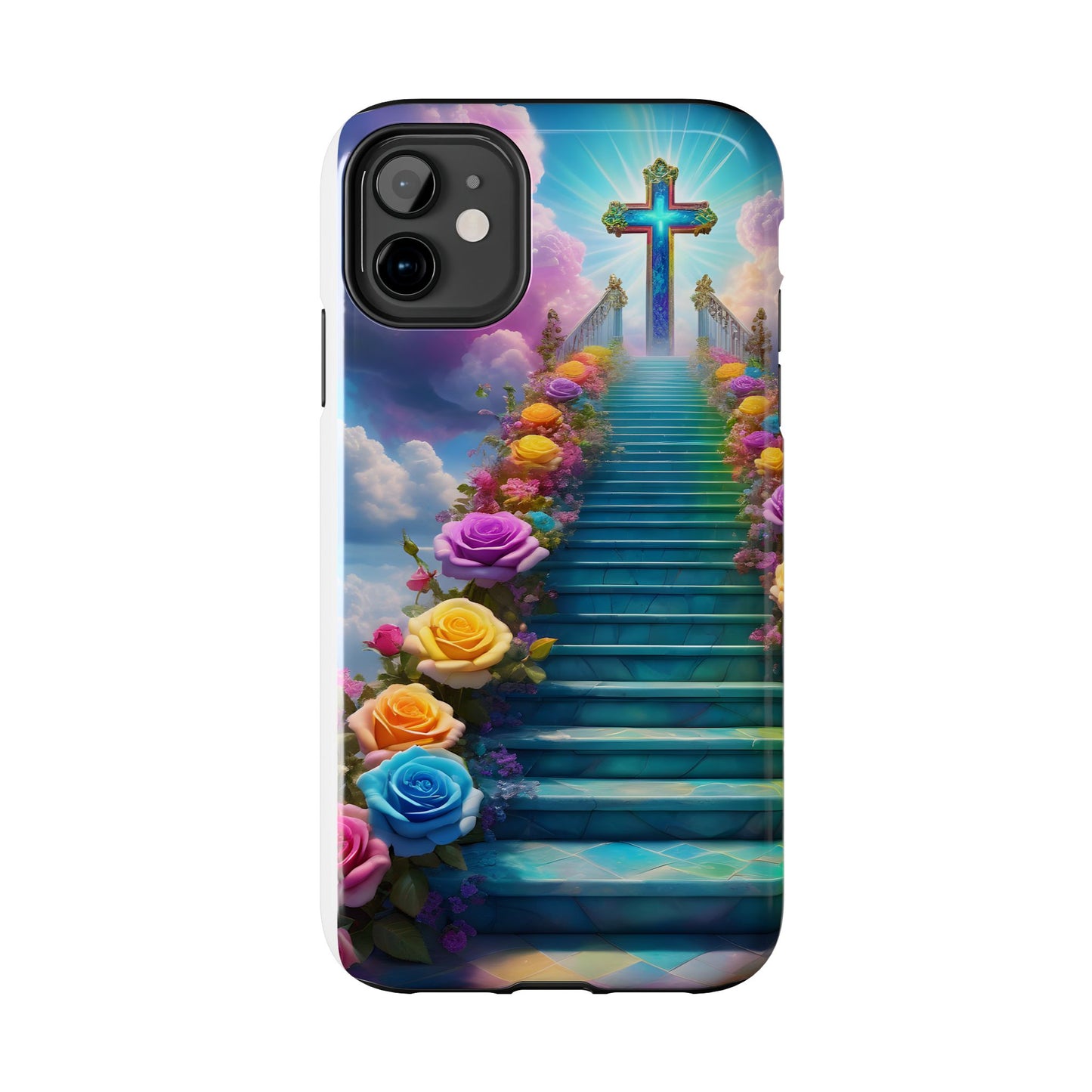 Heavenly Stairs Phone Case - Tough Protection with Cross Design