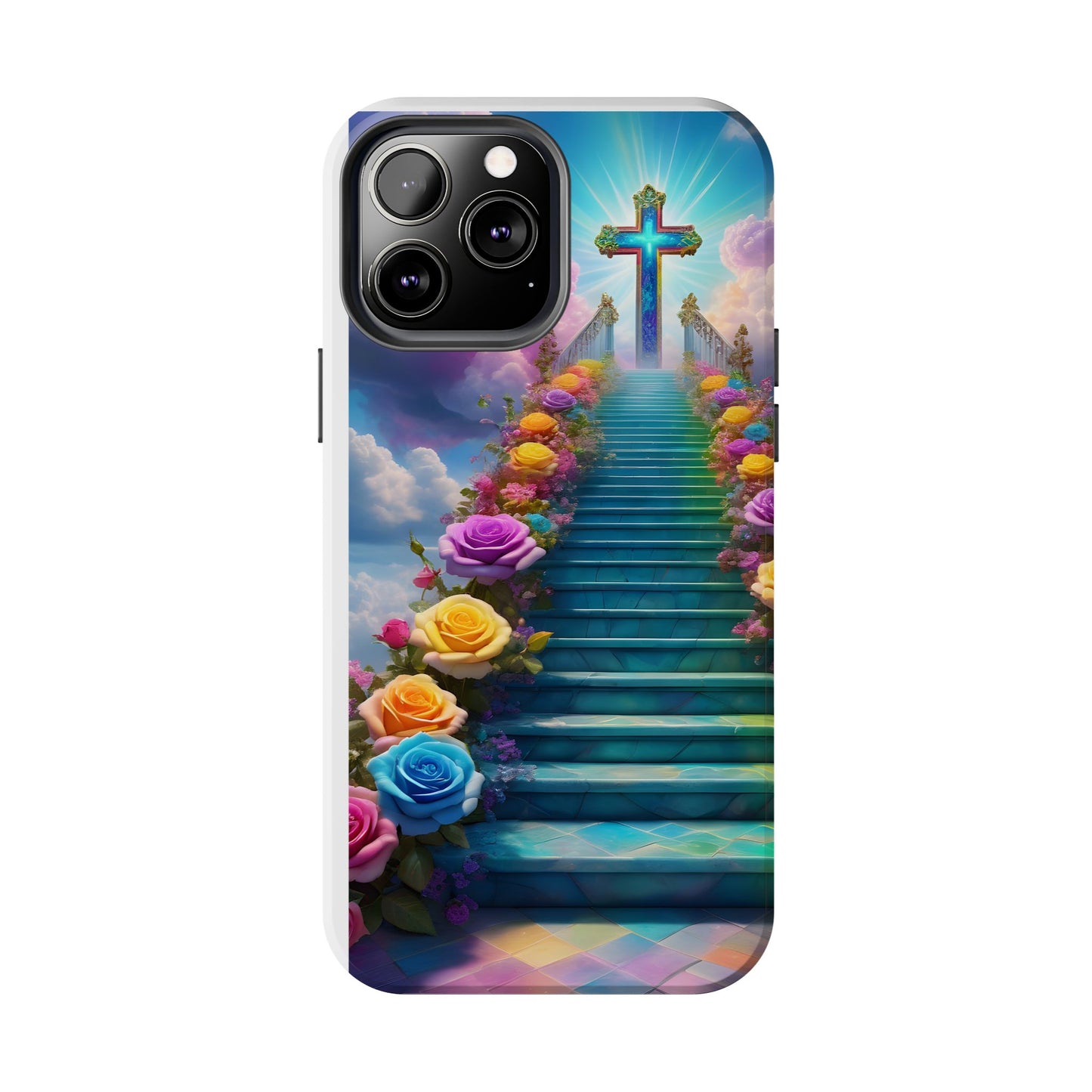 Heavenly Stairs Phone Case - Tough Protection with Cross Design