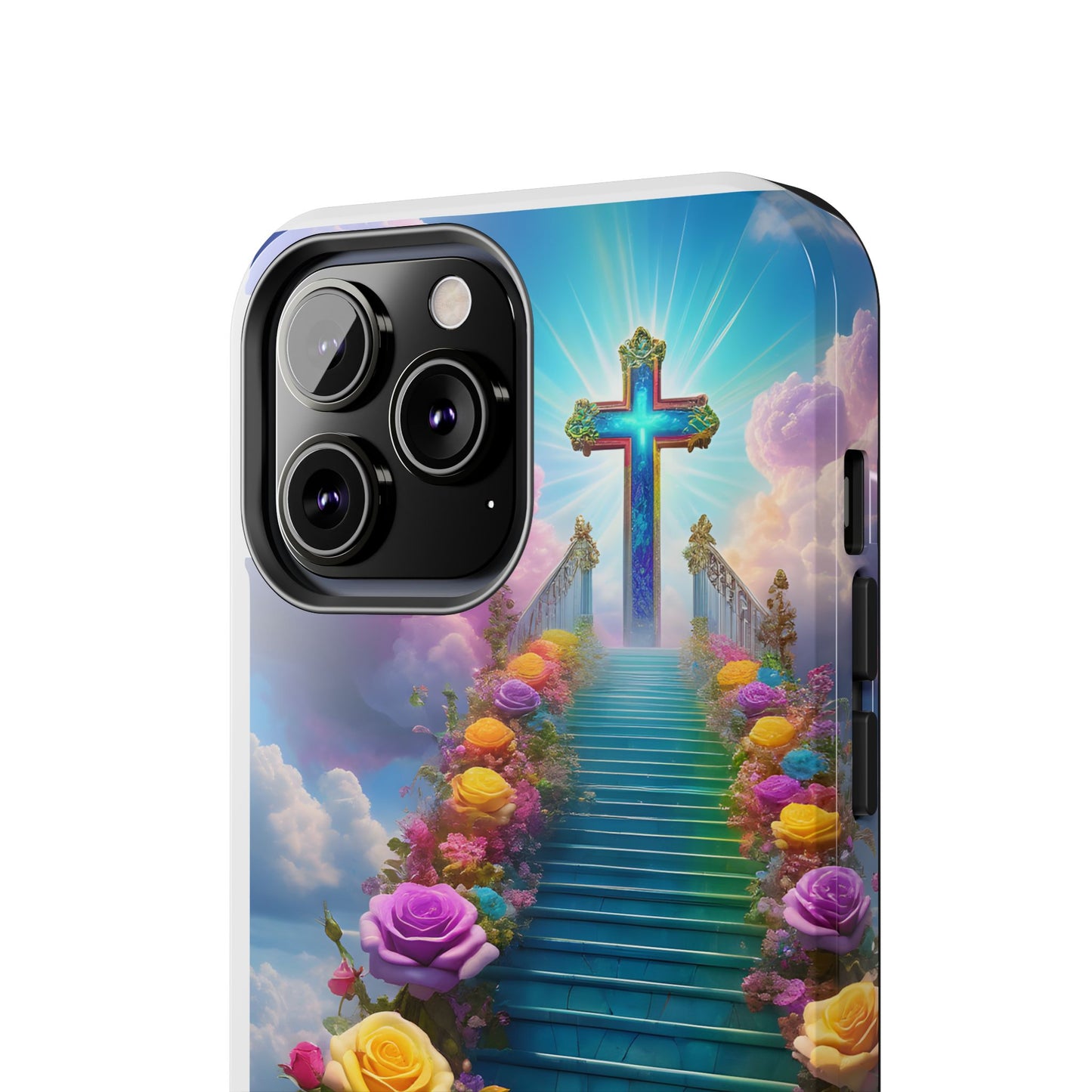 Heavenly Stairs Phone Case - Tough Protection with Cross Design