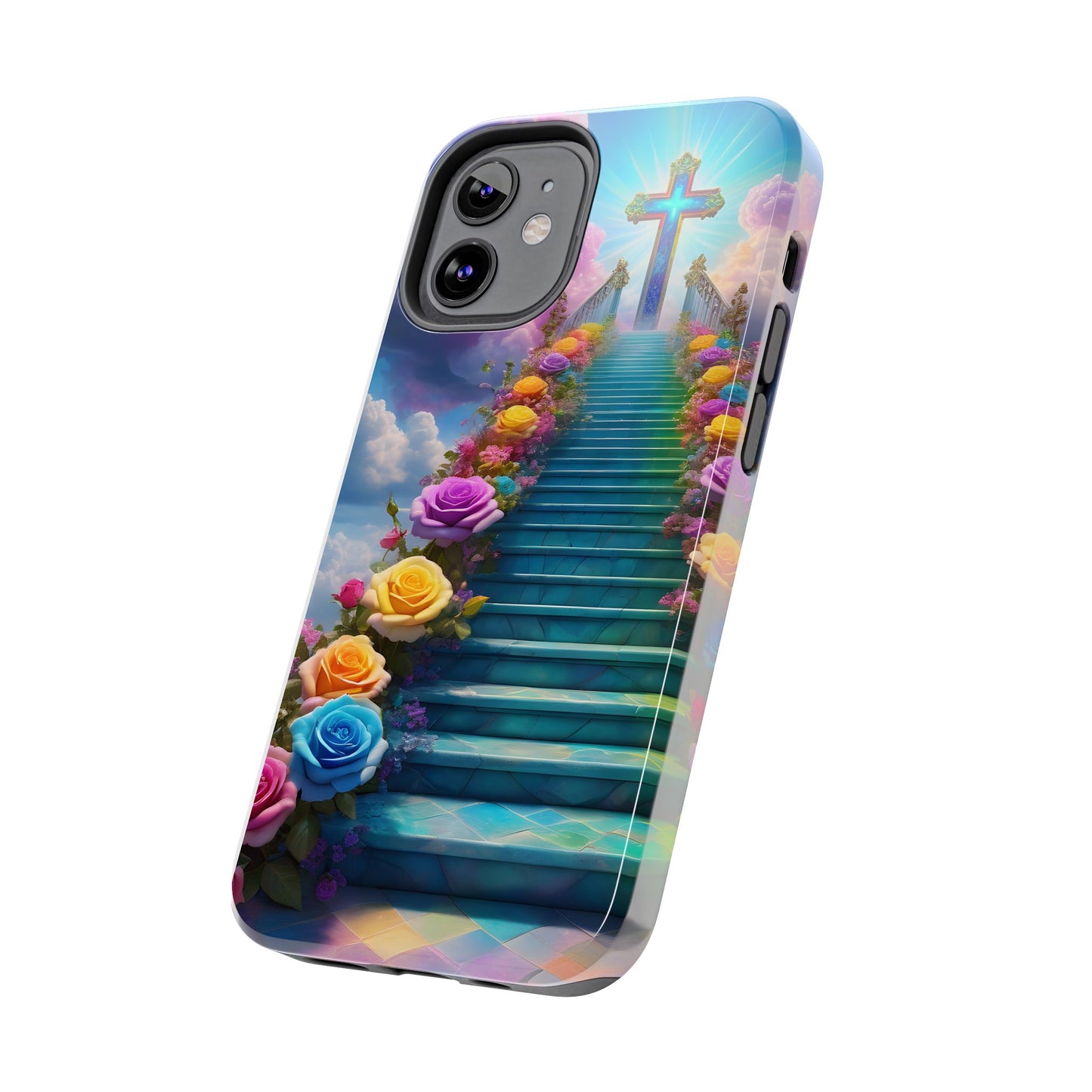 Heavenly Stairs Phone Case - Tough Protection with Cross Design