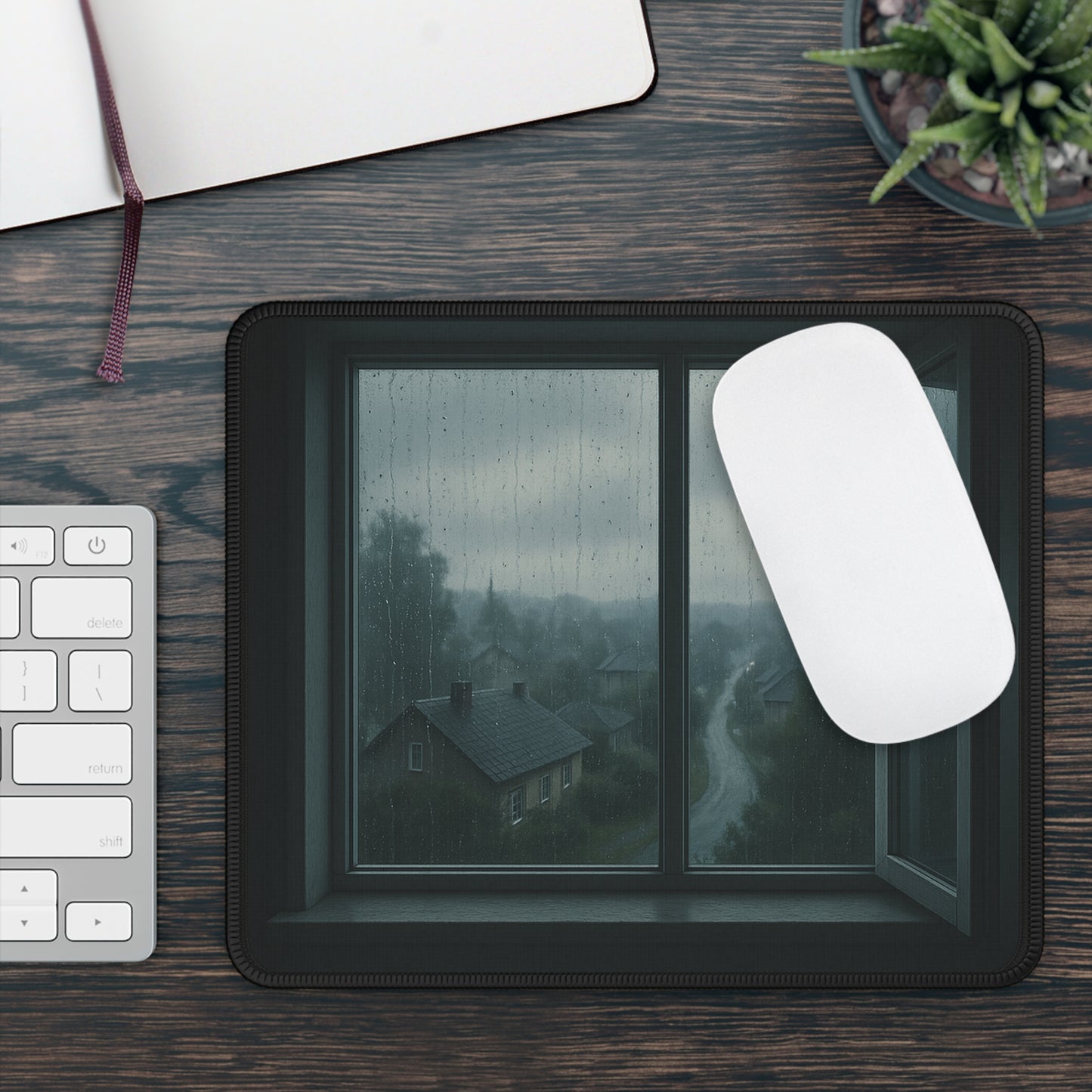 Rainy Village Mouse Pad – A Window into Stillness & Story