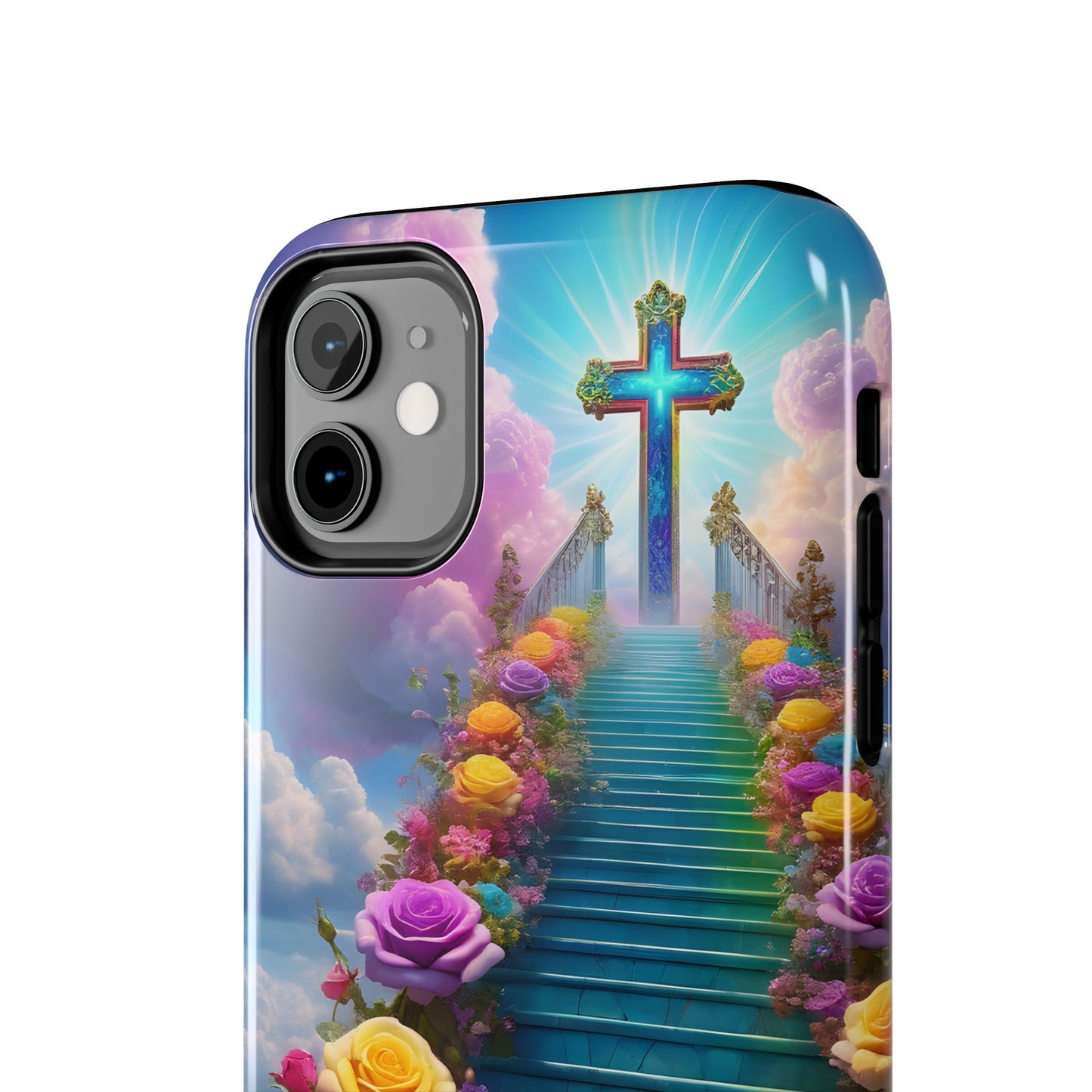 Heavenly Stairs Phone Case - Tough Protection with Cross Design