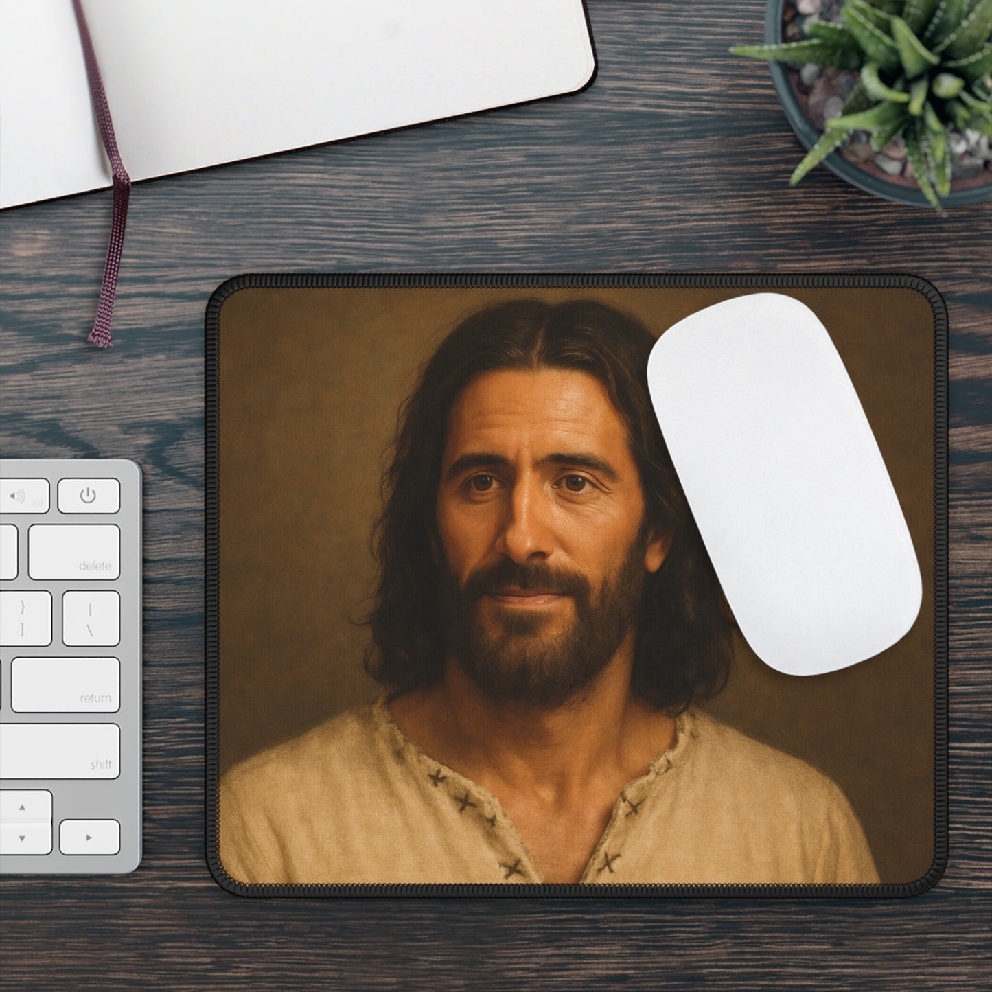 The Peaceful Redeemer Mouse Pad – Grace in Every Glance