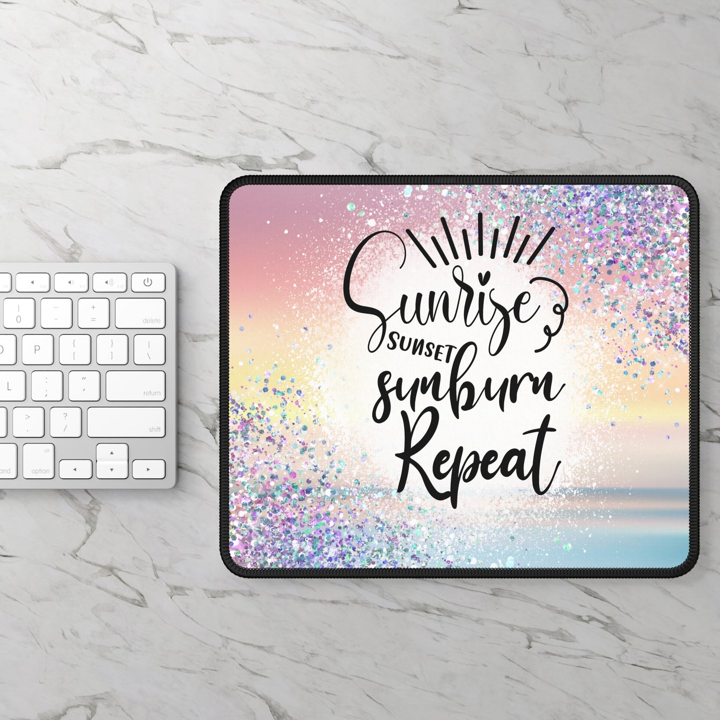 Sunburn & Sparkle Mouse Pad – Sunrise, Sunset, Click, Repeat