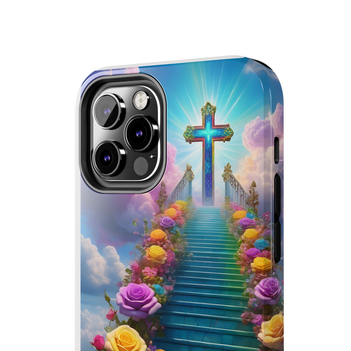 Heavenly Stairs Phone Case - Tough Protection with Cross Design