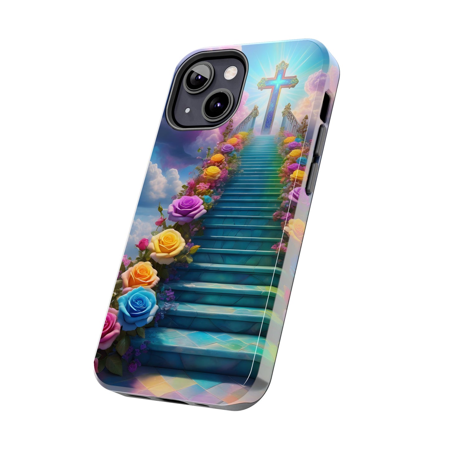 Heavenly Stairs Phone Case - Tough Protection with Cross Design
