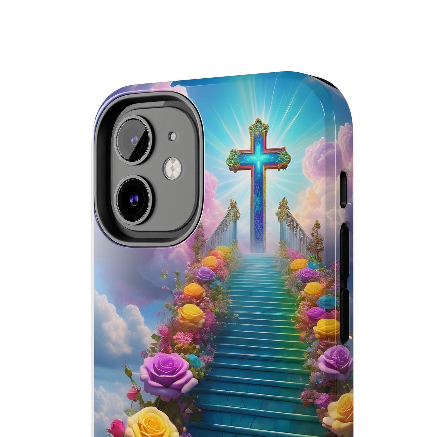 Heavenly Stairs Phone Case - Tough Protection with Cross Design