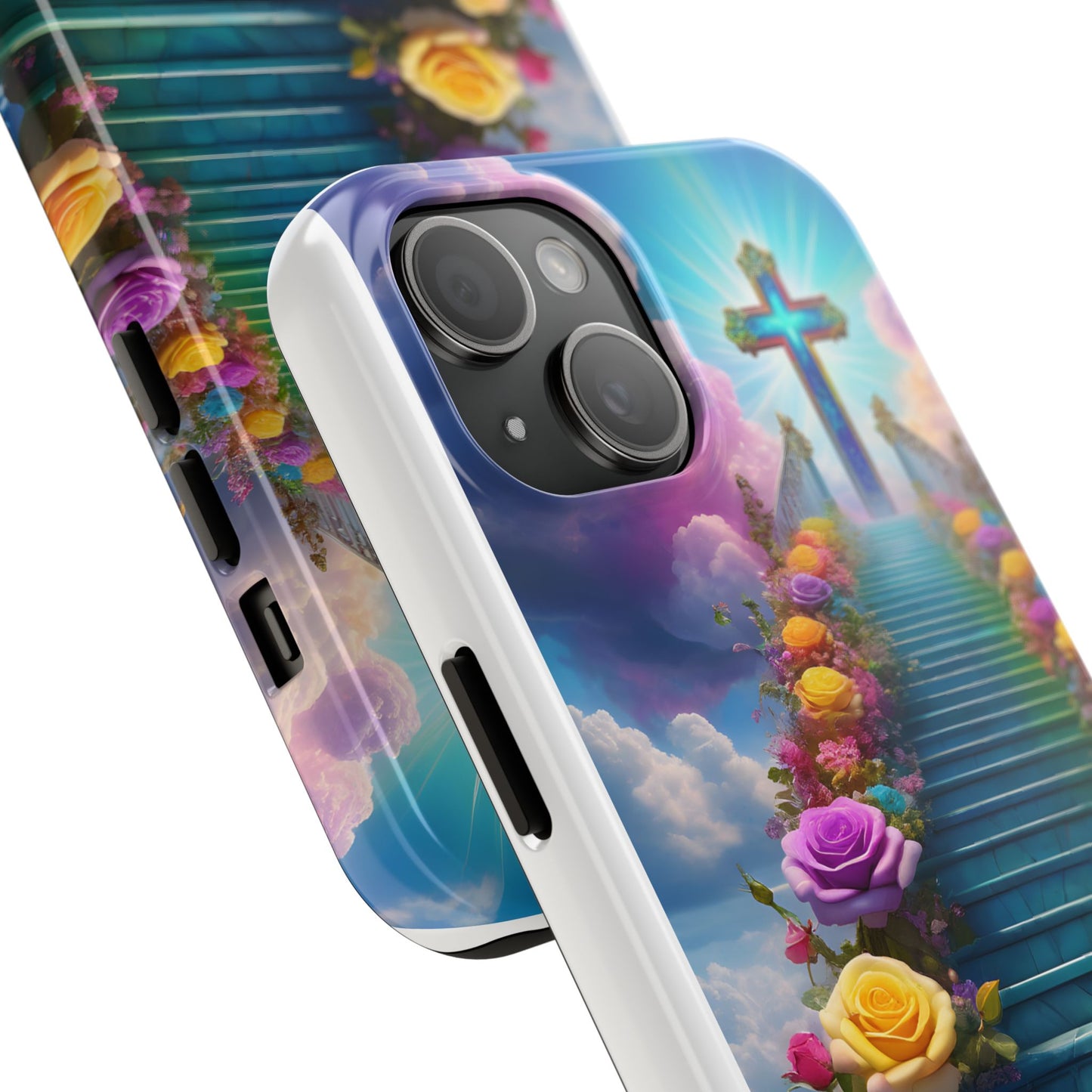 Heavenly Stairs Phone Case - Tough Protection with Cross Design