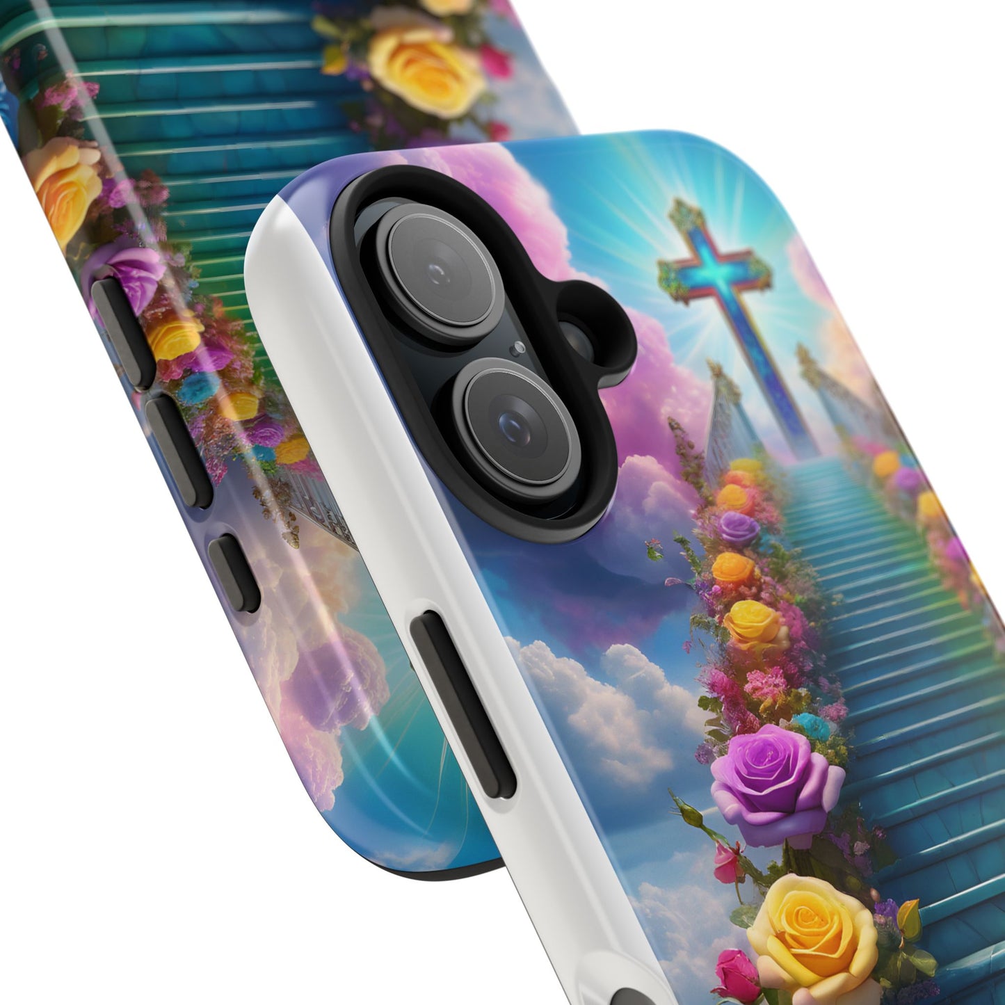 Heavenly Stairs Phone Case - Tough Protection with Cross Design