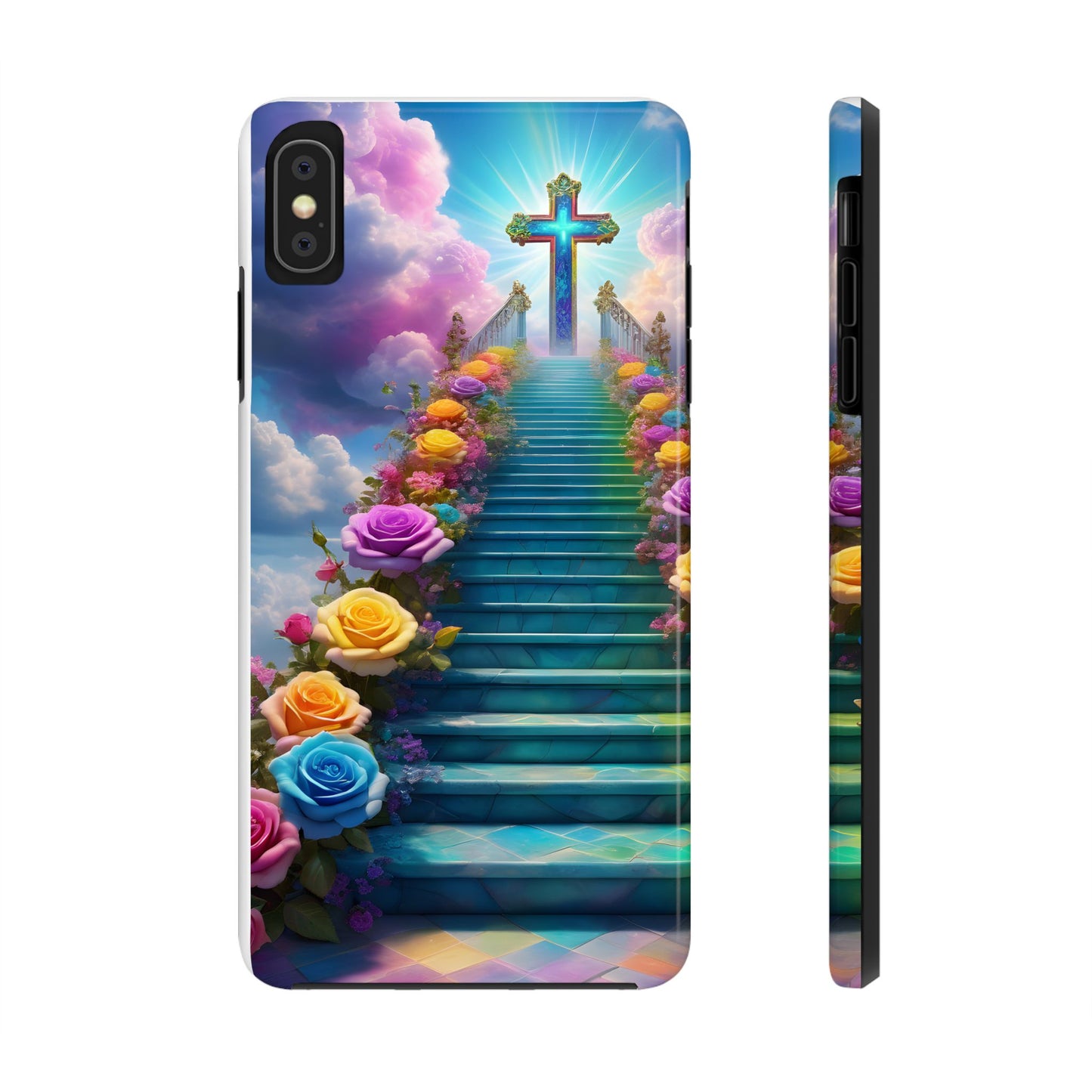 Heavenly Stairs Phone Case - Tough Protection with Cross Design